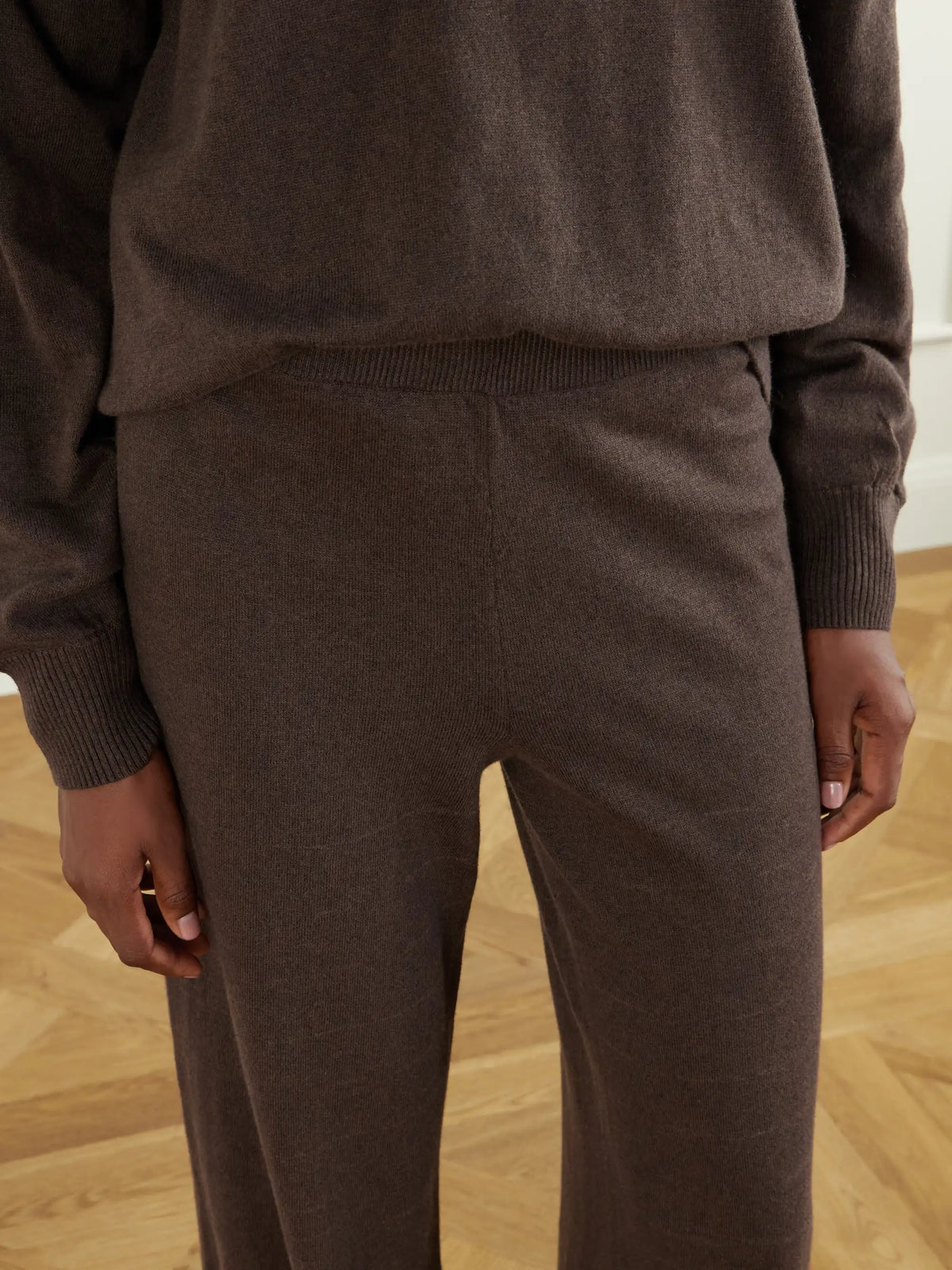 ÉTERNE Cotton And Cashmere-blend Wide-leg Pants