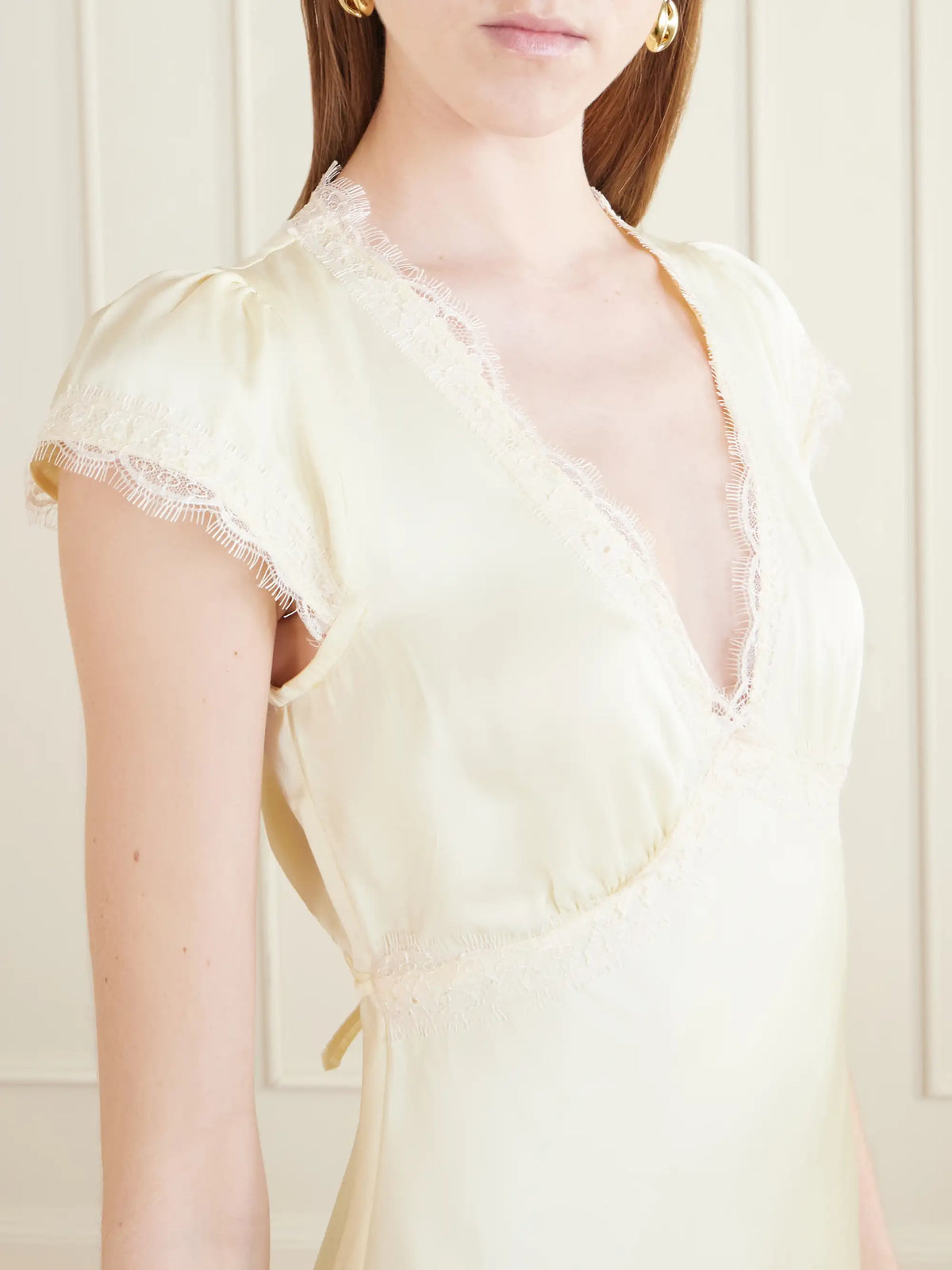 Faithfull Gala Lace-trimmed Recycled-satin Maxi Dress