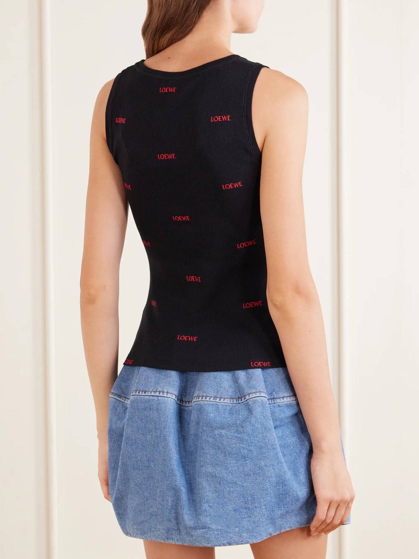 Logo-embroidered Ribbed Stretch-cotton Jersey Tank