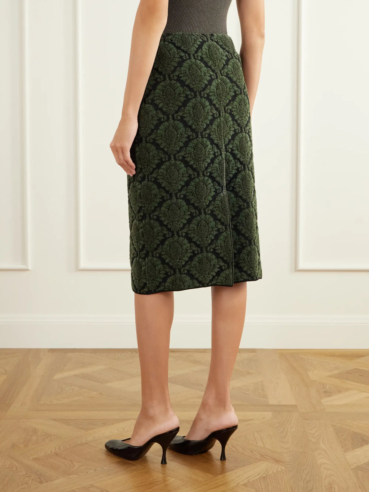 SHUSHU/TONG Cotton-blend Pile-jacquard Knee-length Skirt