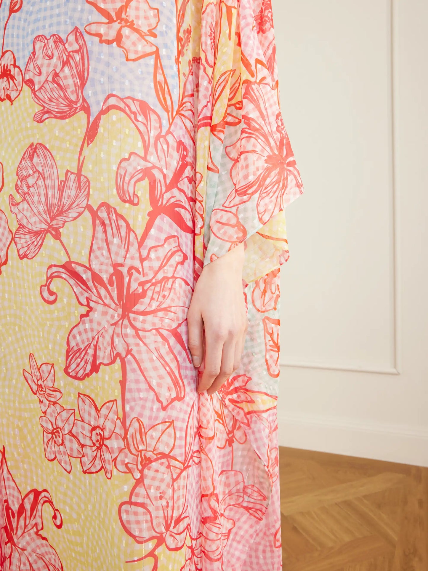 Printed Fil Coupé Organza Kaftan