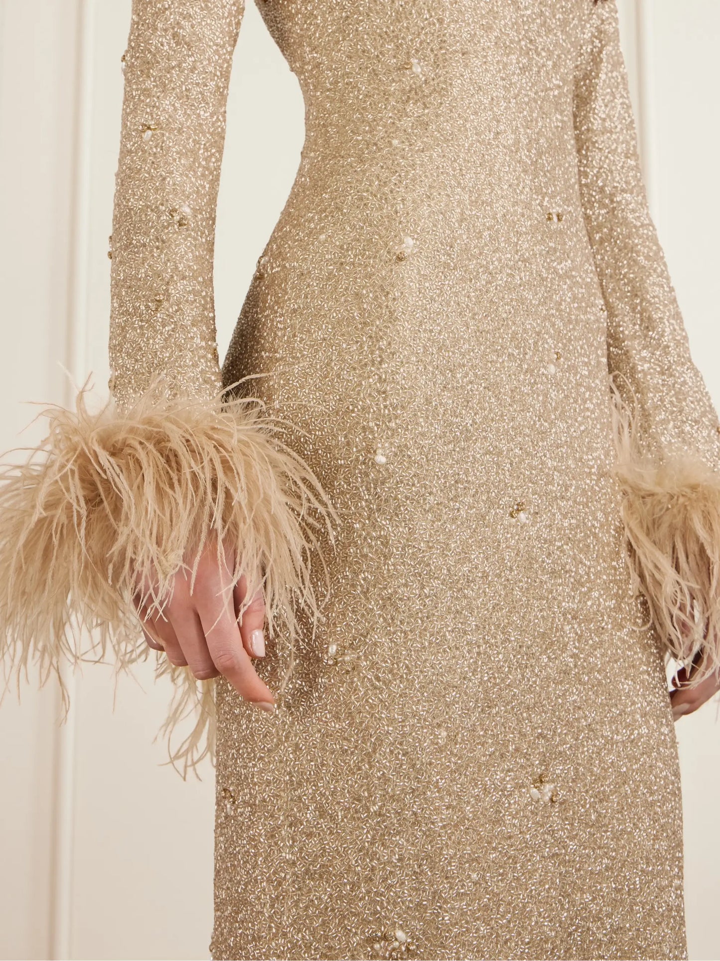 Mae Feather-trimmed Embellished Beaded Tulle Gown