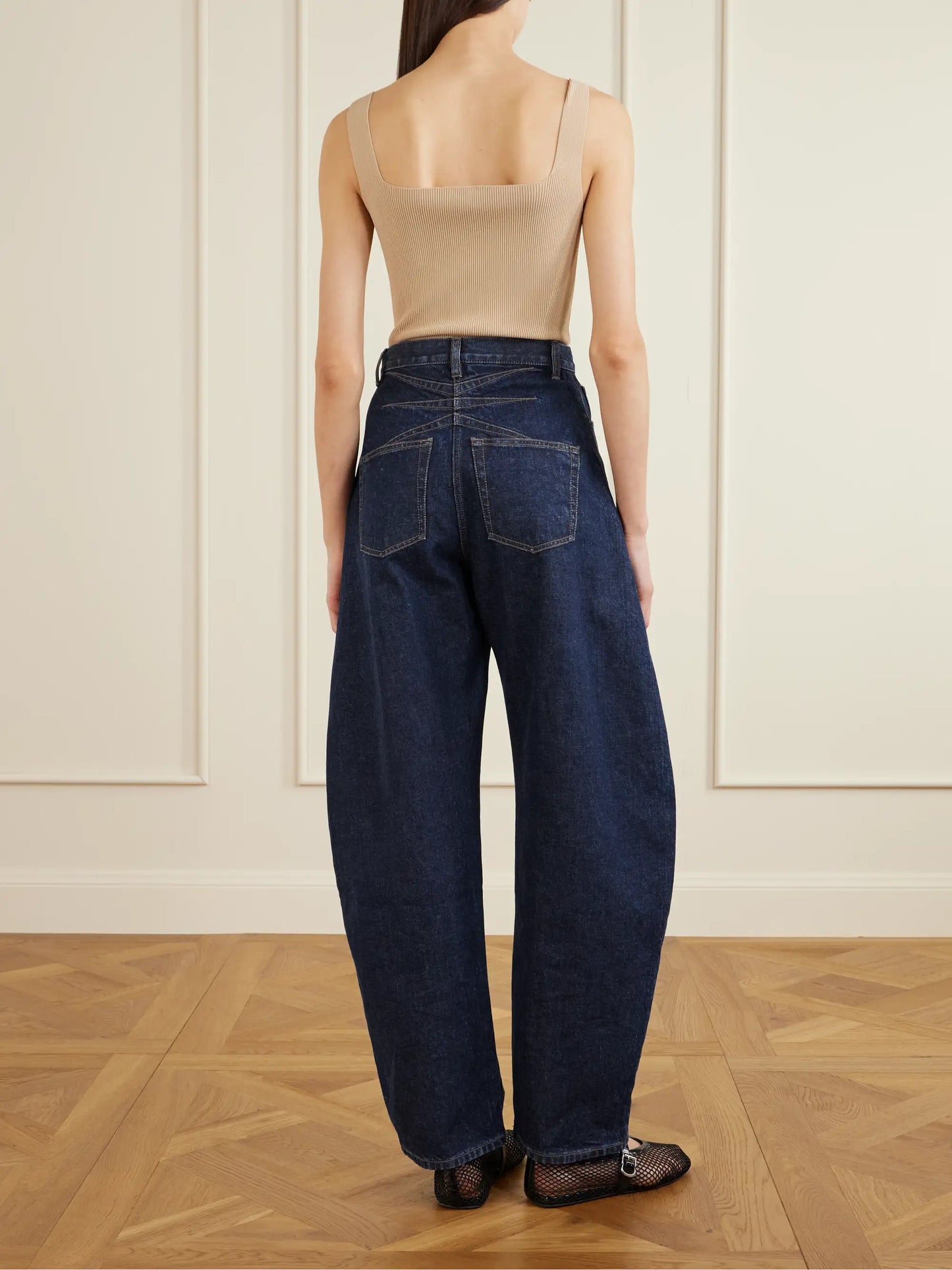 High-rise Barrel-leg Jeans