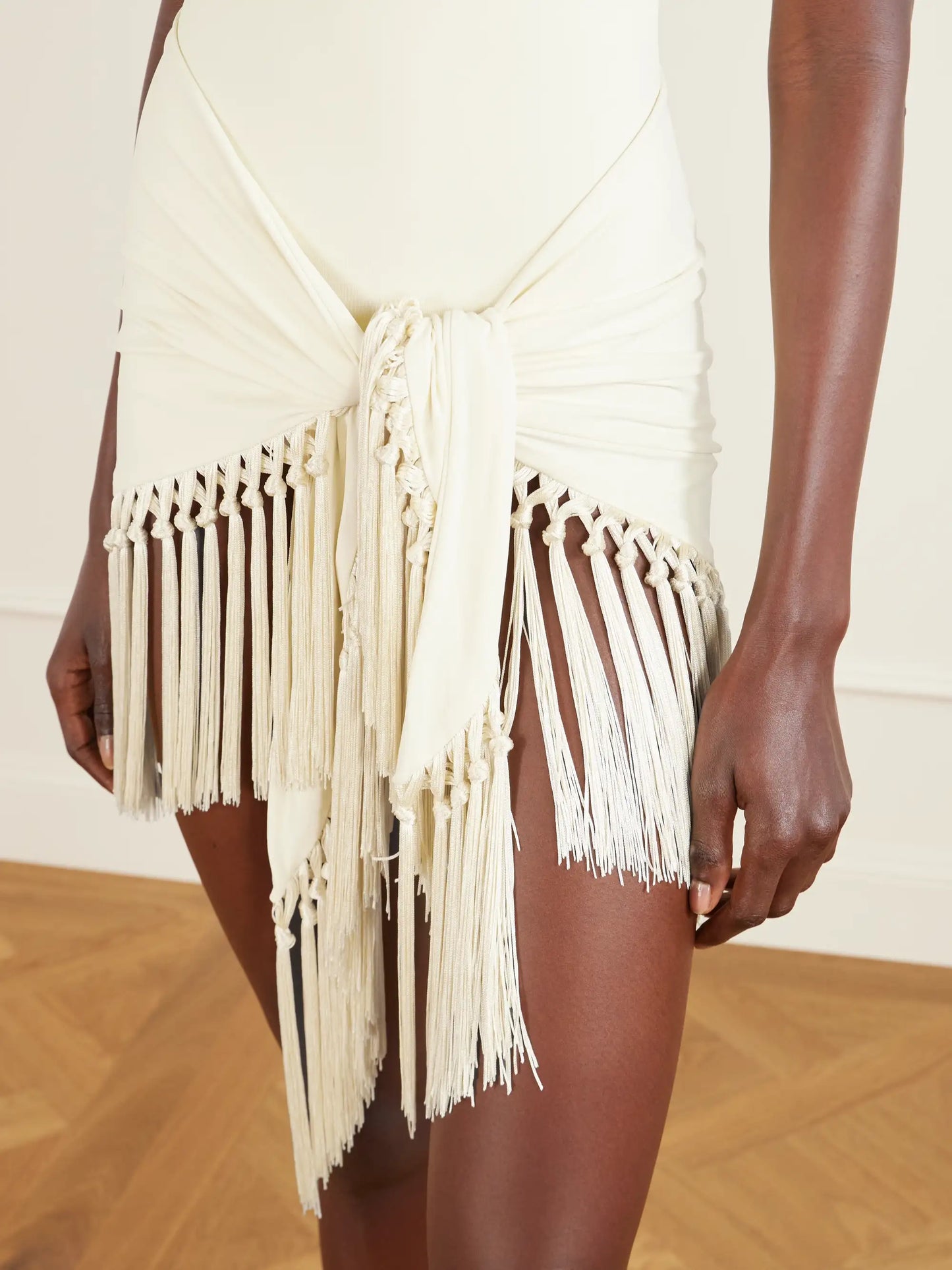 Tropicana Halterneck Swimsuit And Fringed Pareo Set