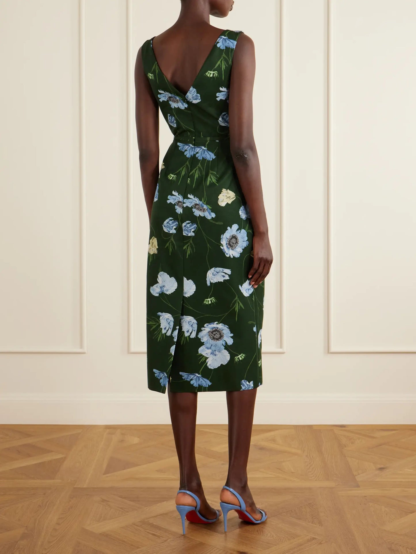 Floral-printed Cotton-blend Faille Midi Dress