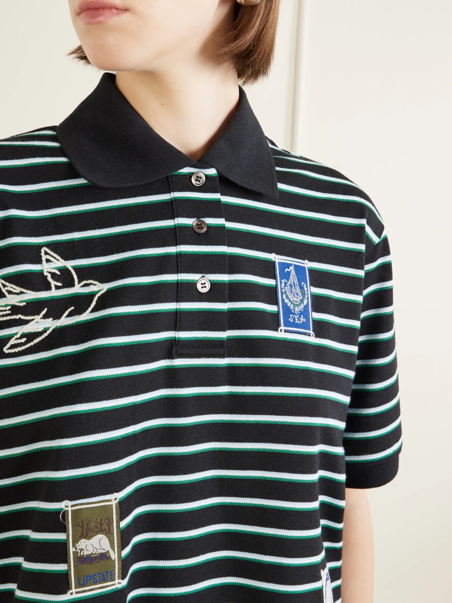 Winslow Appliquéd Embroidered Striped Cotton Polo Shirt