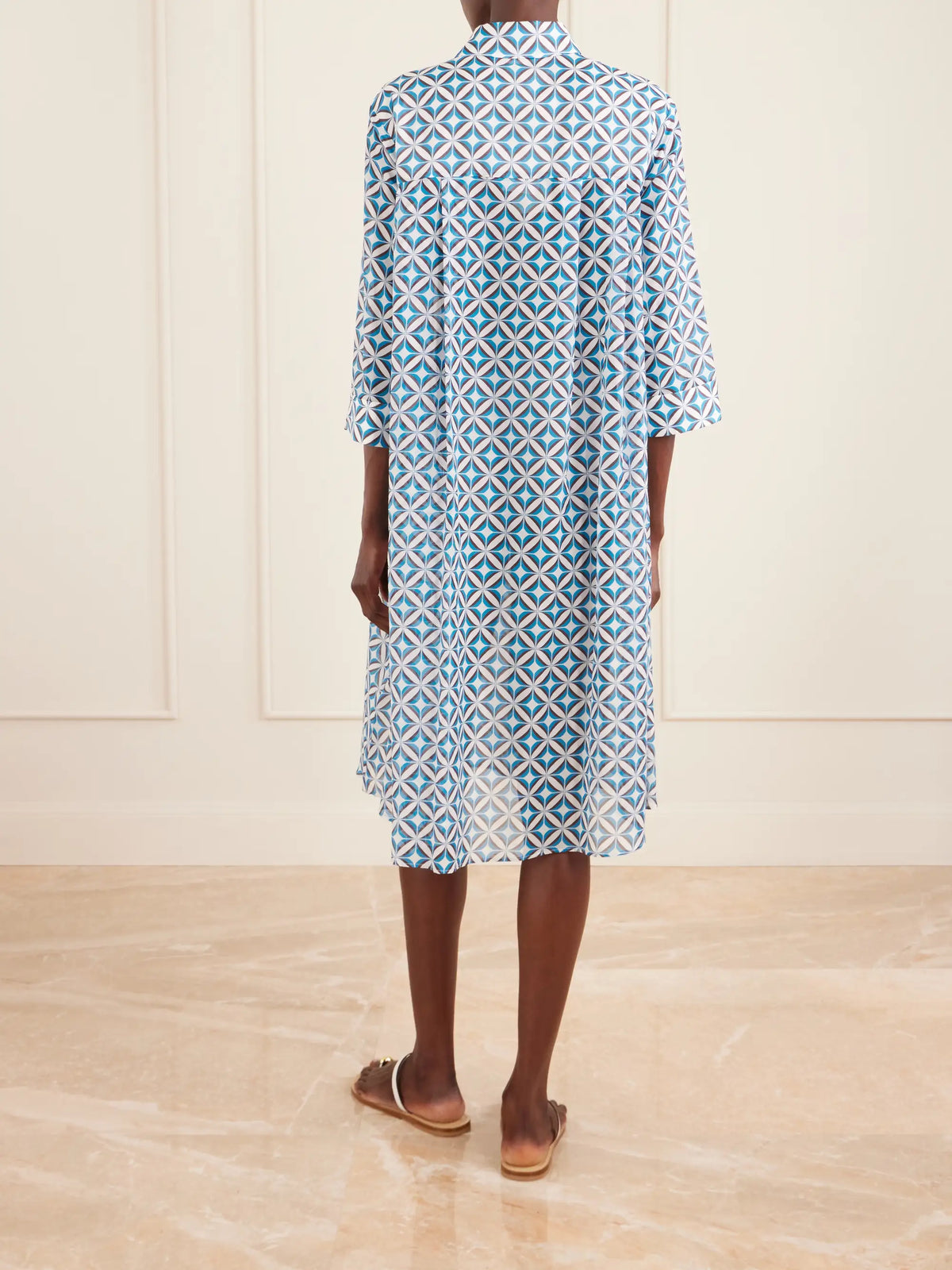 Beachwear Printed Cotton And Silk-blend Midi Dress
