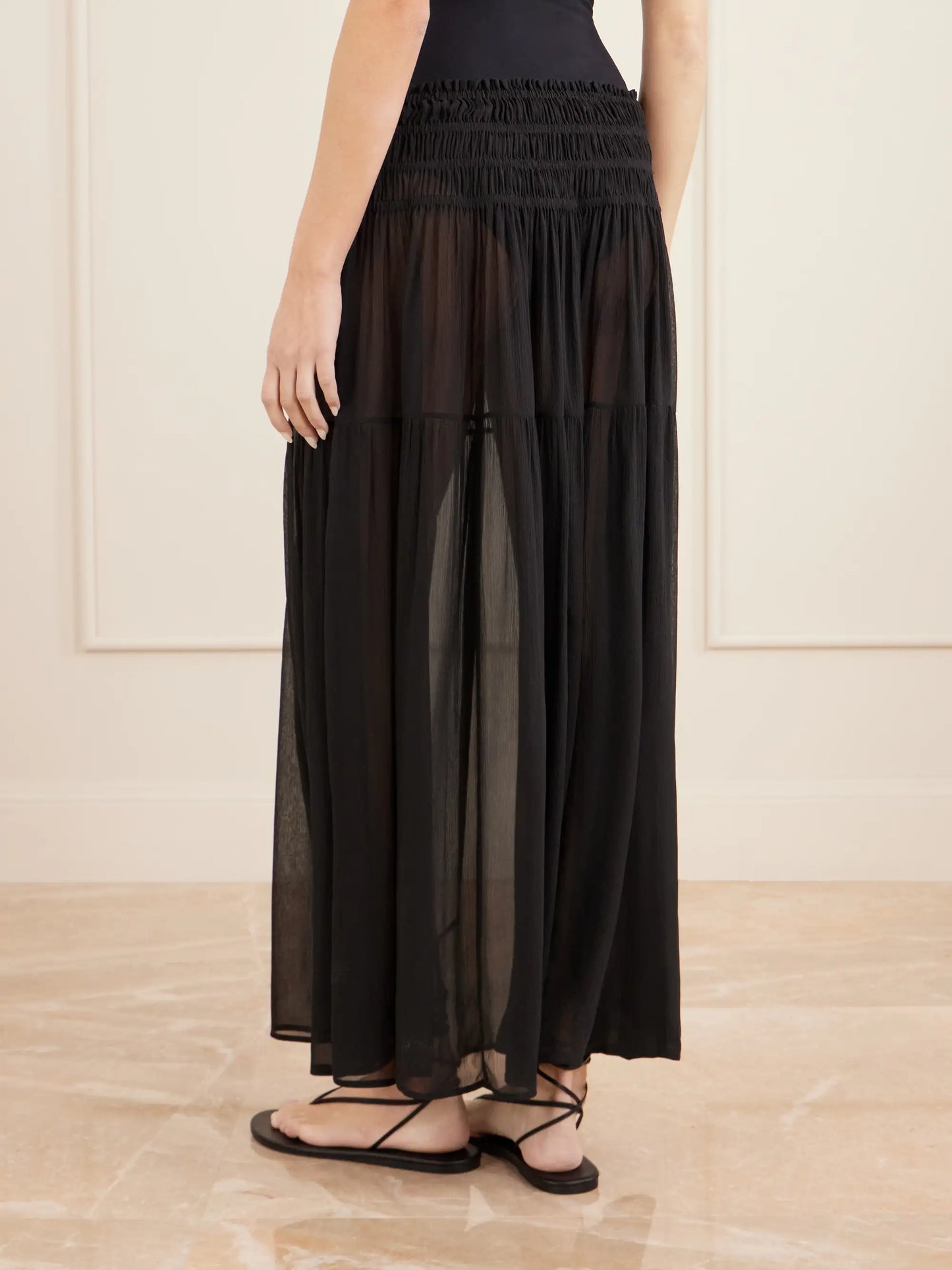 Midnight Shirred Muslin Maxi Skirt