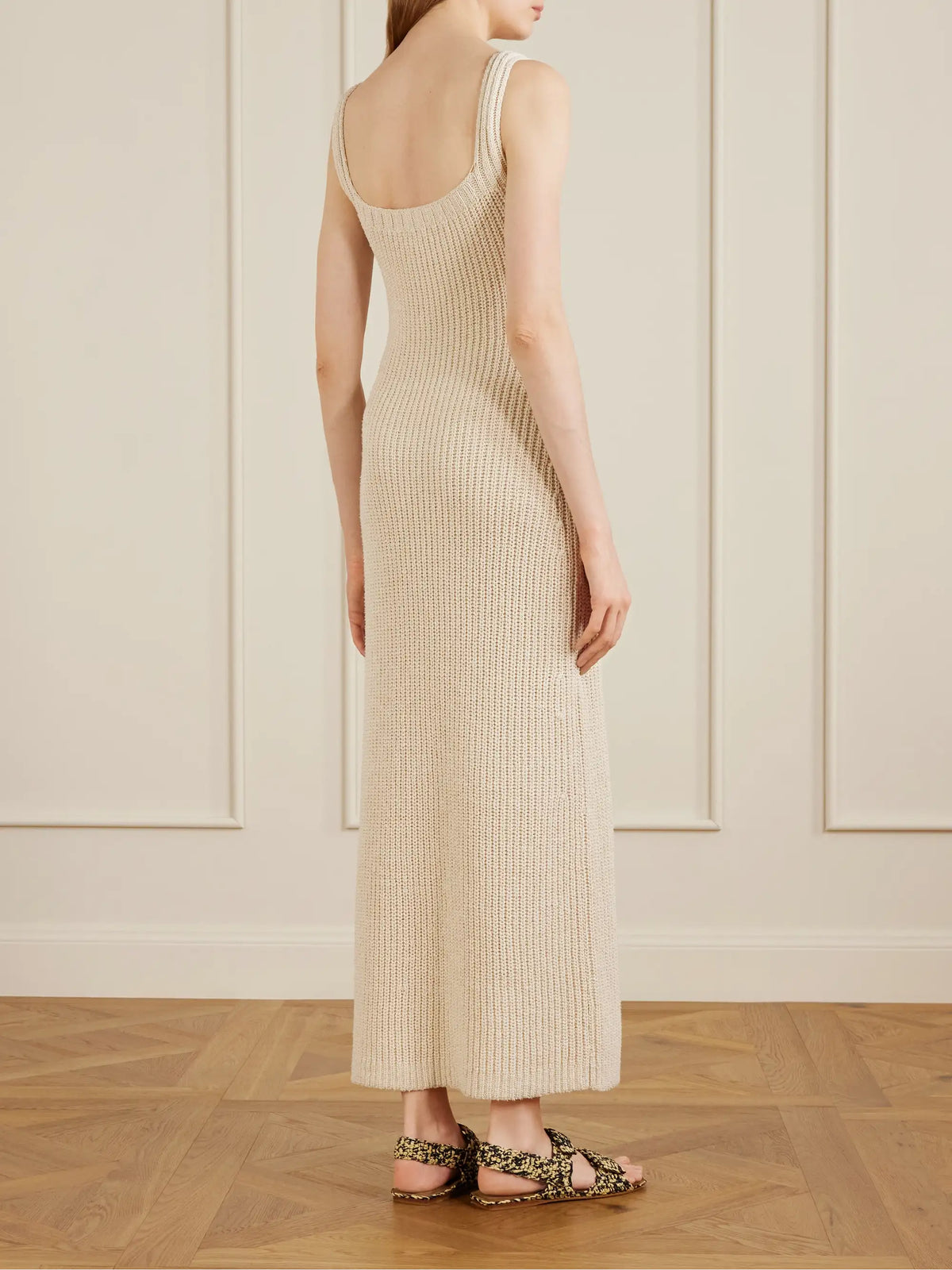 KHAITE Lex Crocheted Silk And Cotton-blend Midi Dress