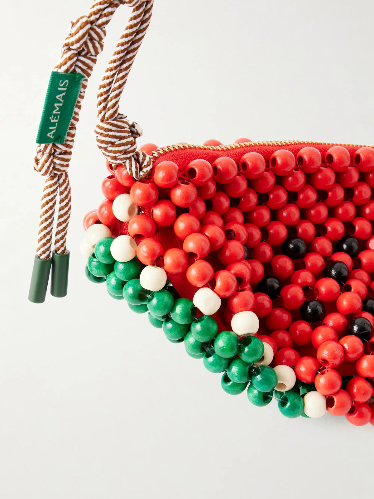Watermelon Beaded Wood Shoulder Bag