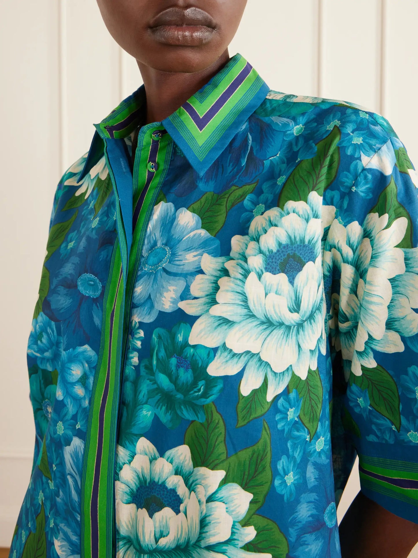Margo Striped Floral-print Organic Cotton-voile Shirt