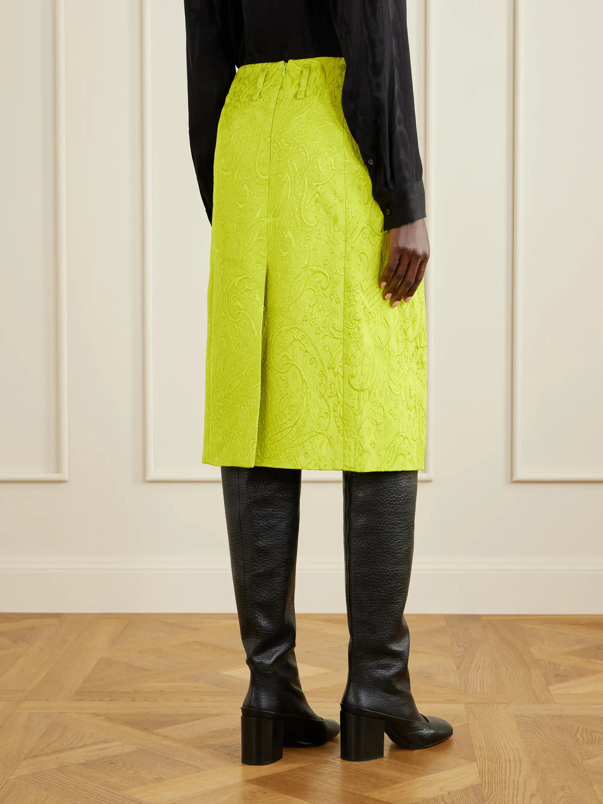 Dries Van Noten Paisley Motif Matelassé Jacquard Midi Skirt