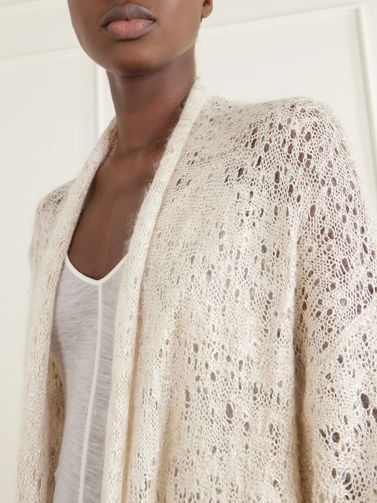 Ruohan Evora Draped Open-knit Cardigan