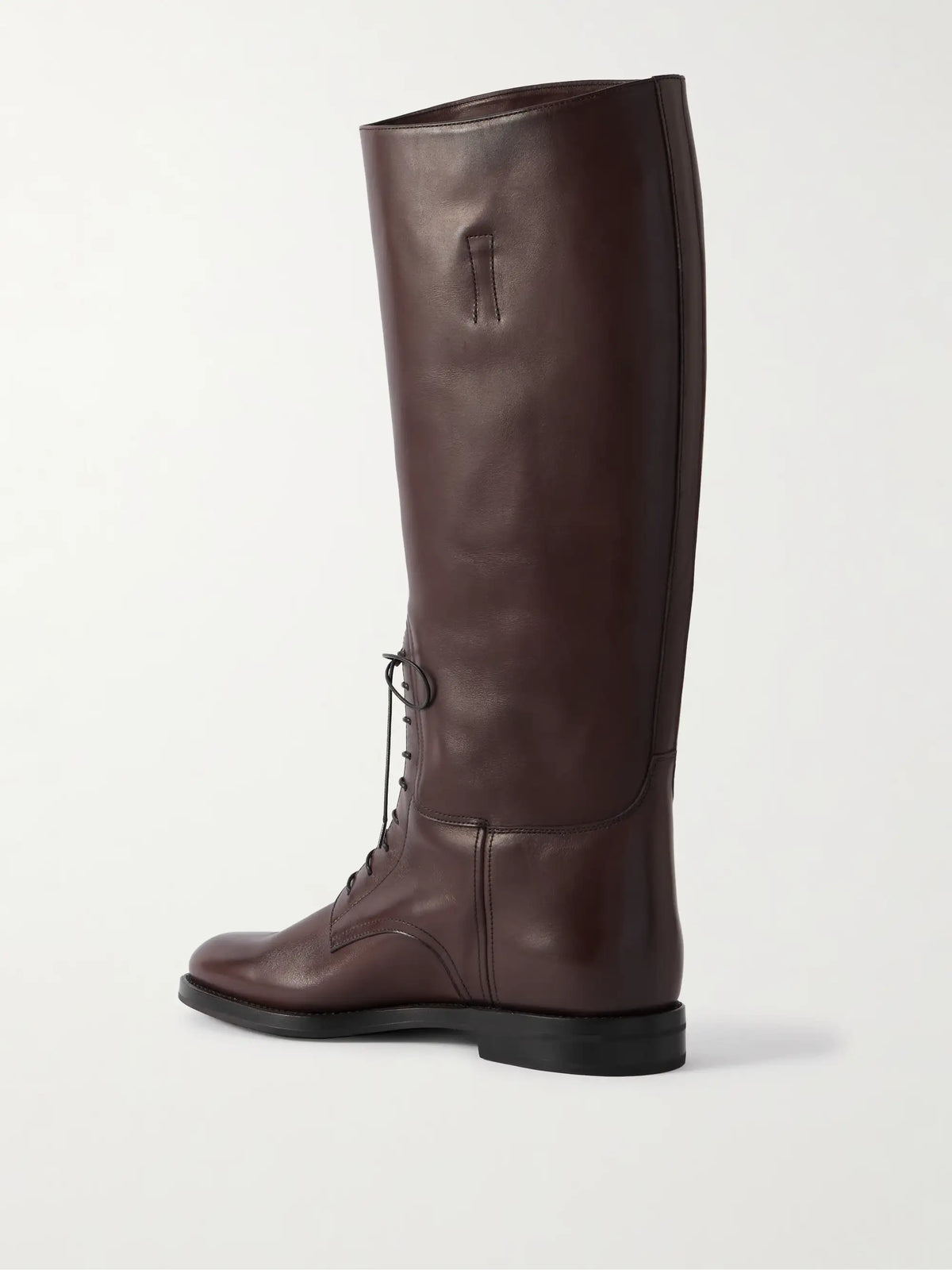 Leather Lace-up Knee Boots
