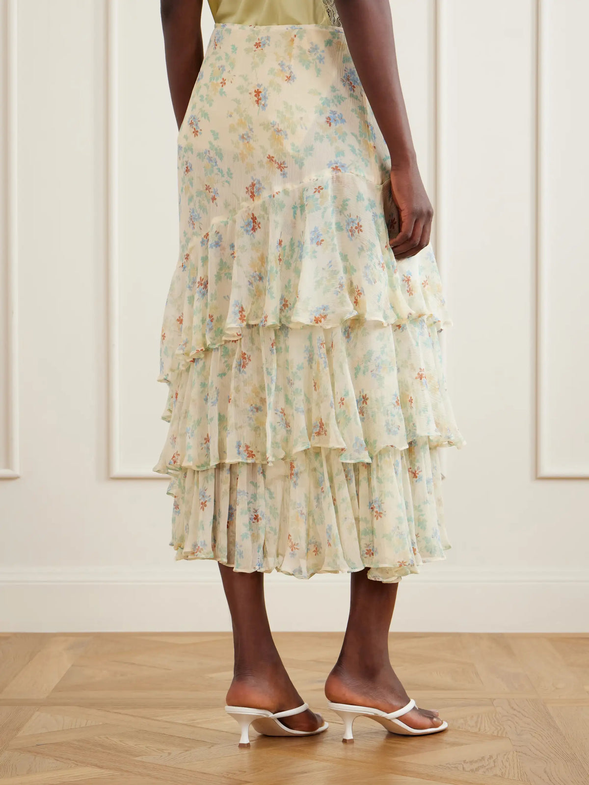 Ulla Johnson Meadow Floral-print Crepon-silk Midi Skirt
