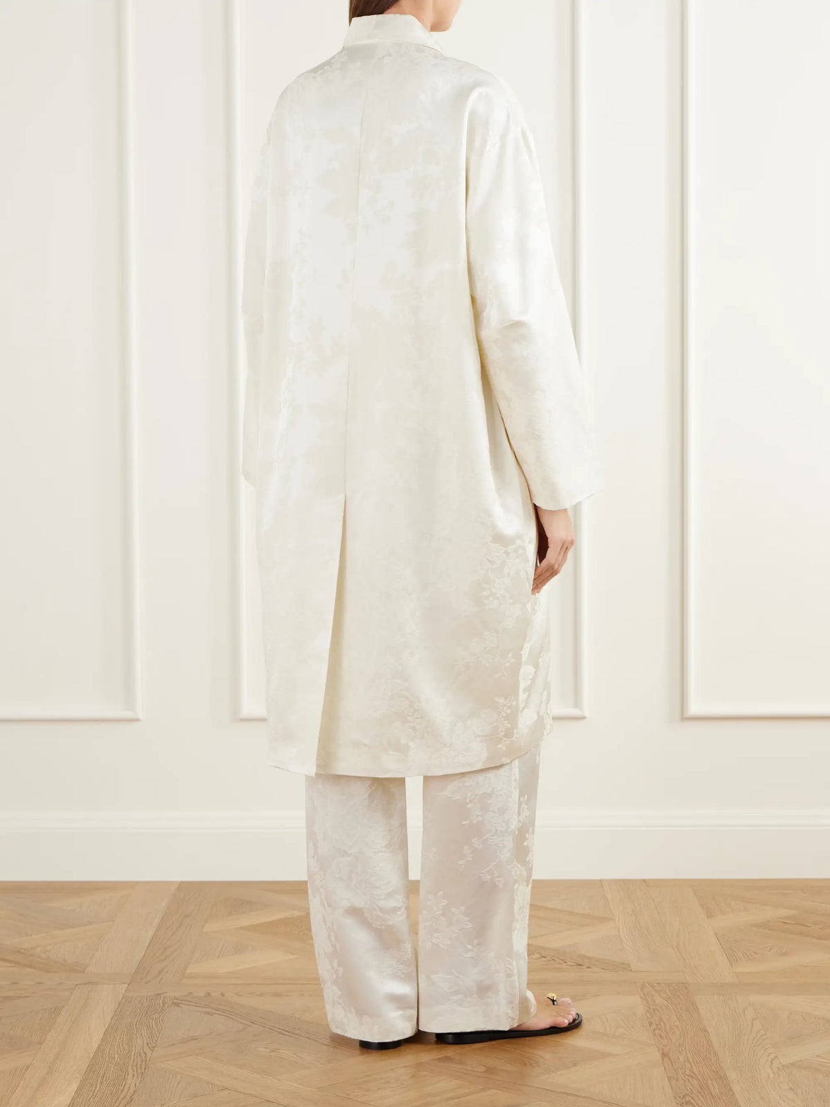 ST. AGNI Silk And Wool-blend Floral-jacquard Cloqué Coat
