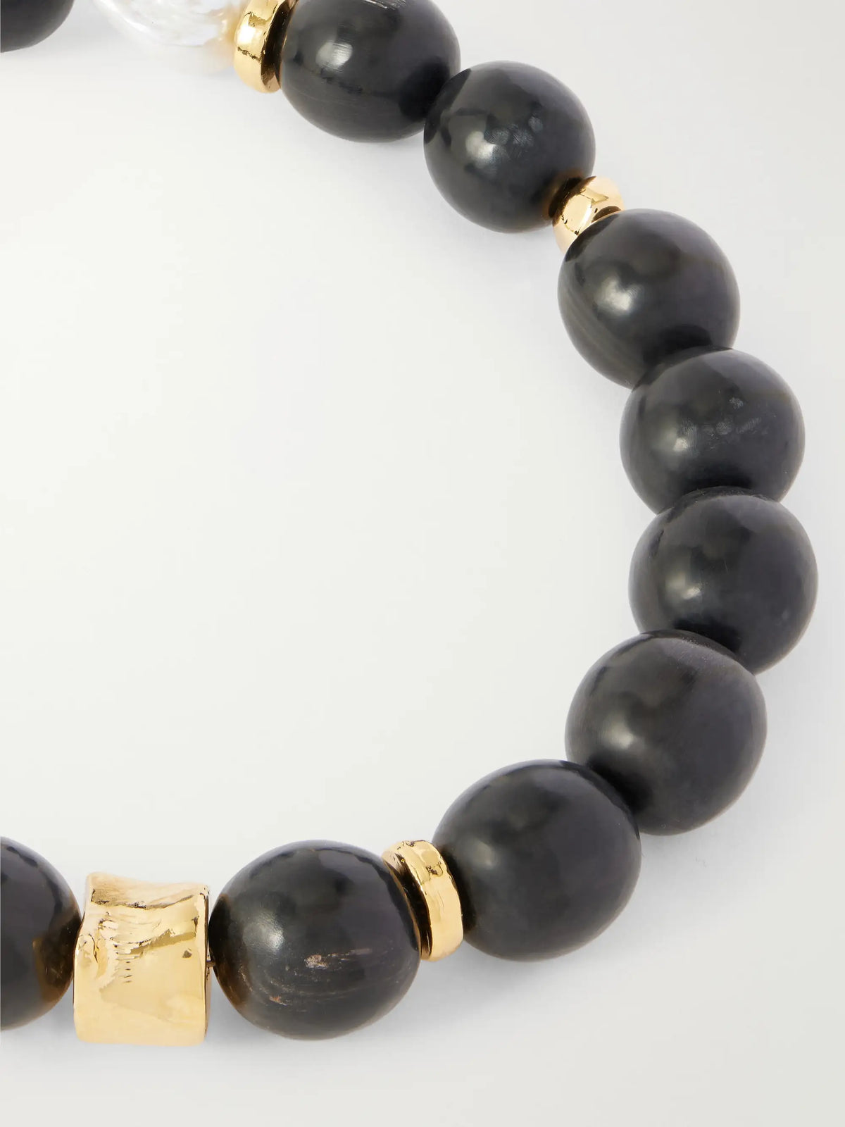 Oria Gold-plated, Pearl And Horn Beaded Necklace
