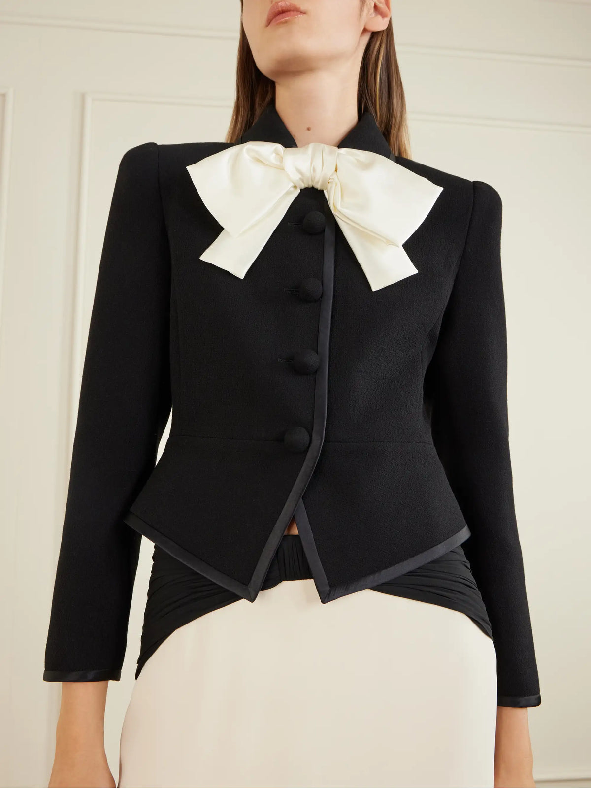Bow-embellished Wool Jacket