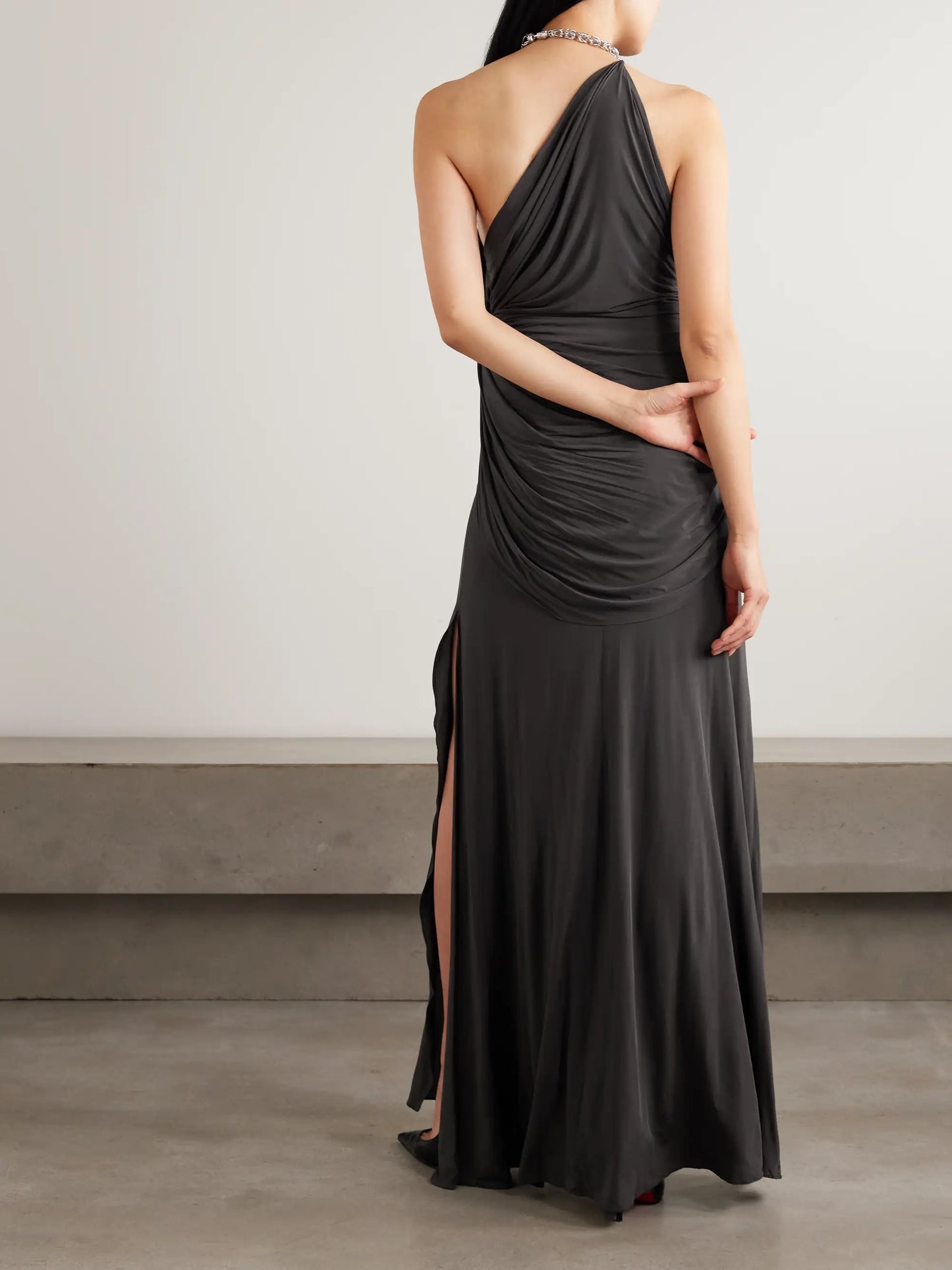 One-shoulder Draped Stretch-jersey Gown
