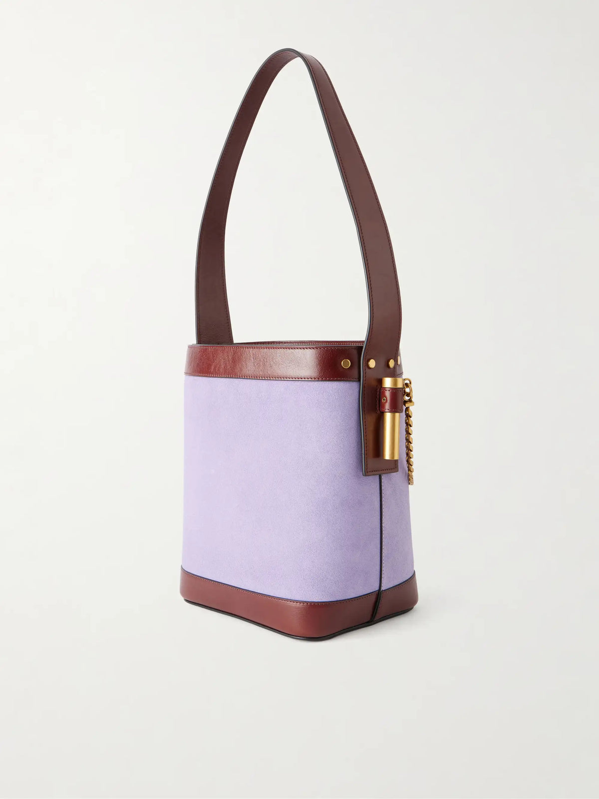 Pivot Leather-trimmed Suede Bucket Bag