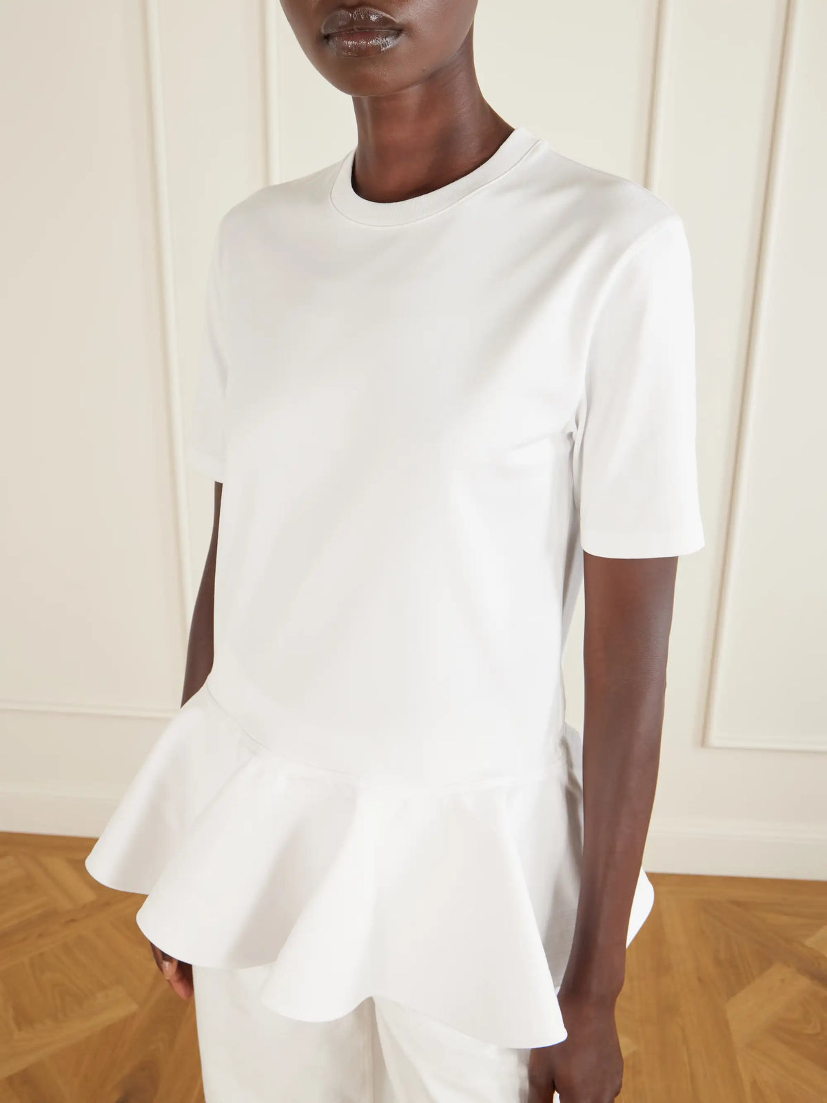 Alaïa Peplum Cotton-jersey T-shirt