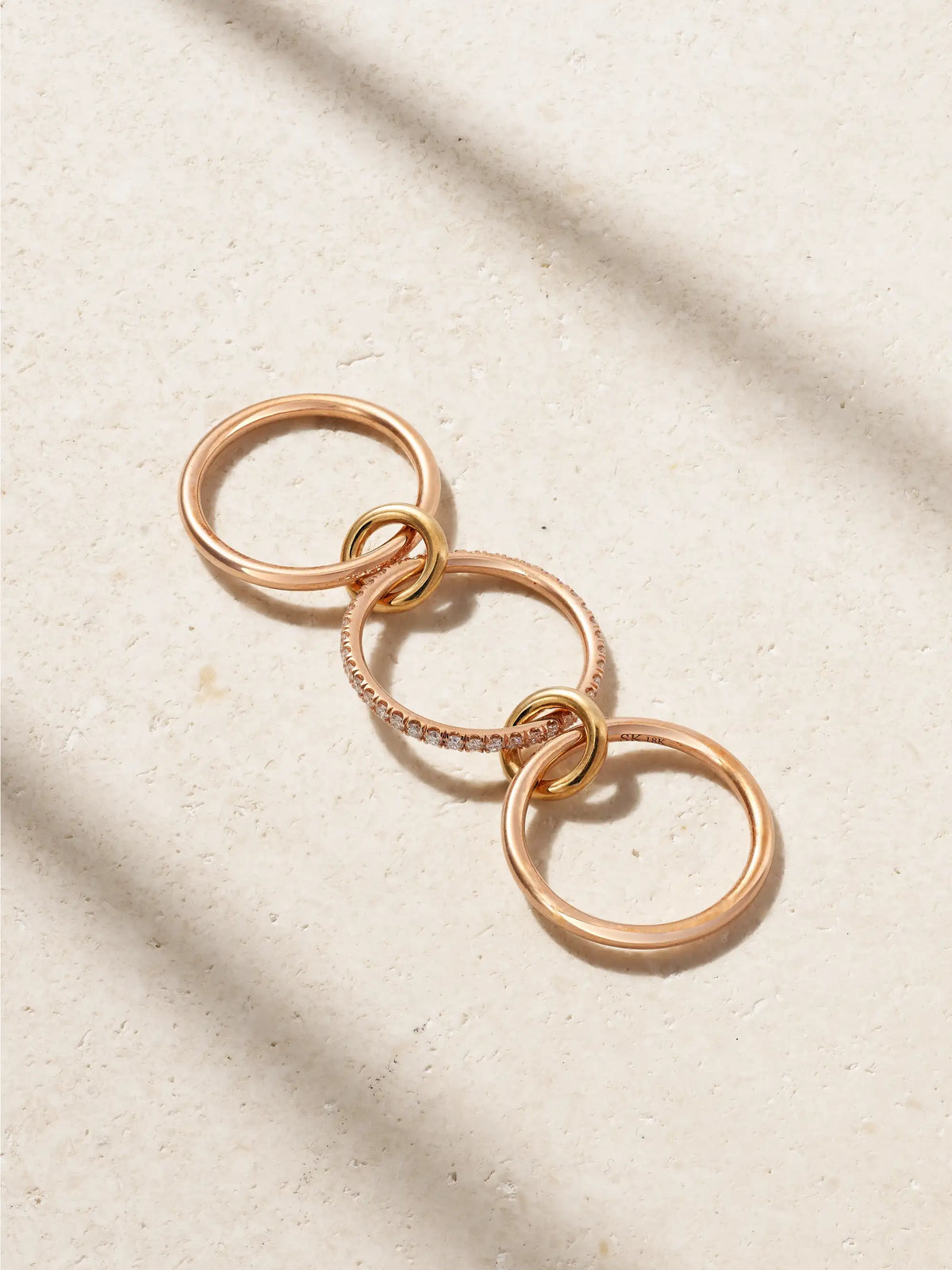 Sonny Set Of Three 18-karat Yellow And Rose Gold And Diamond Rings