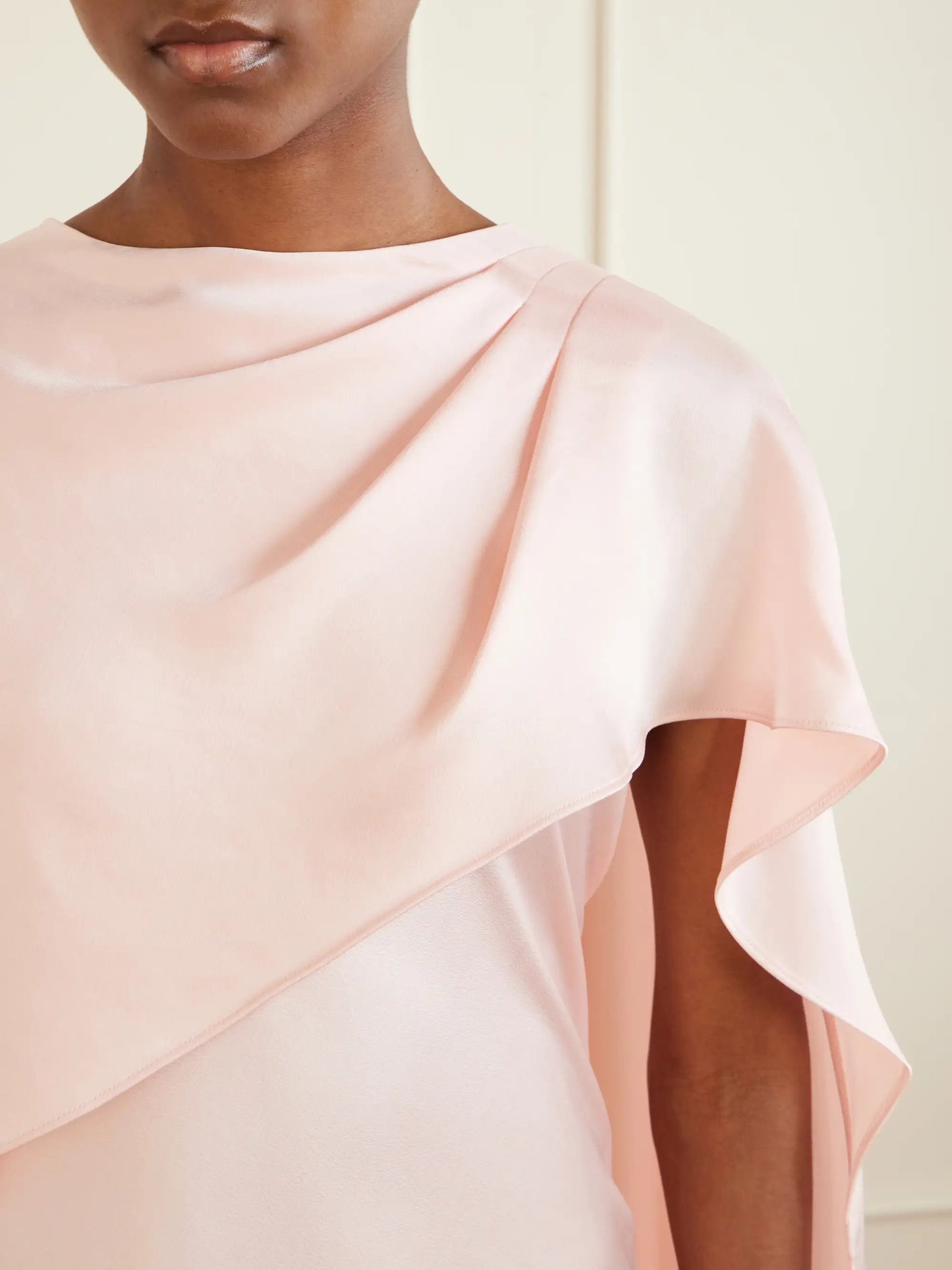 Izel Cape-effect Satin Gown