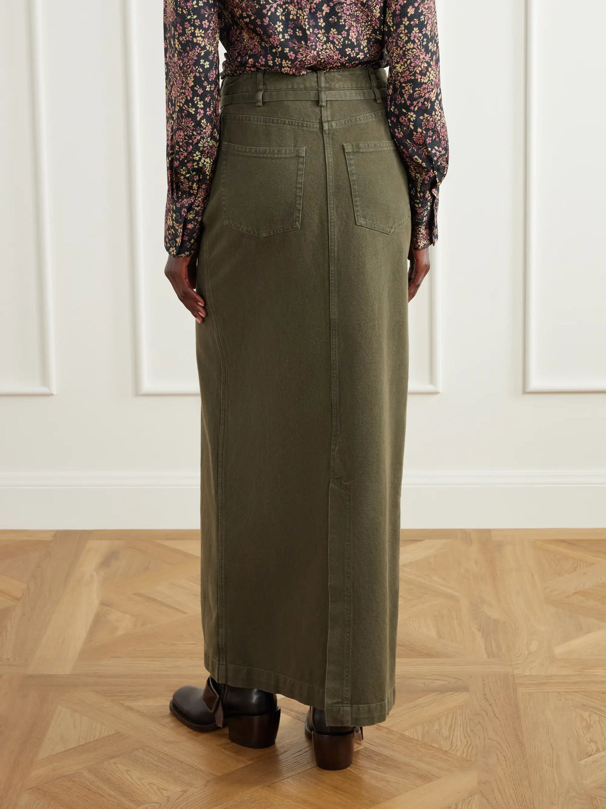 Dries Van Noten Belted Cotton-twill Midi Skirt