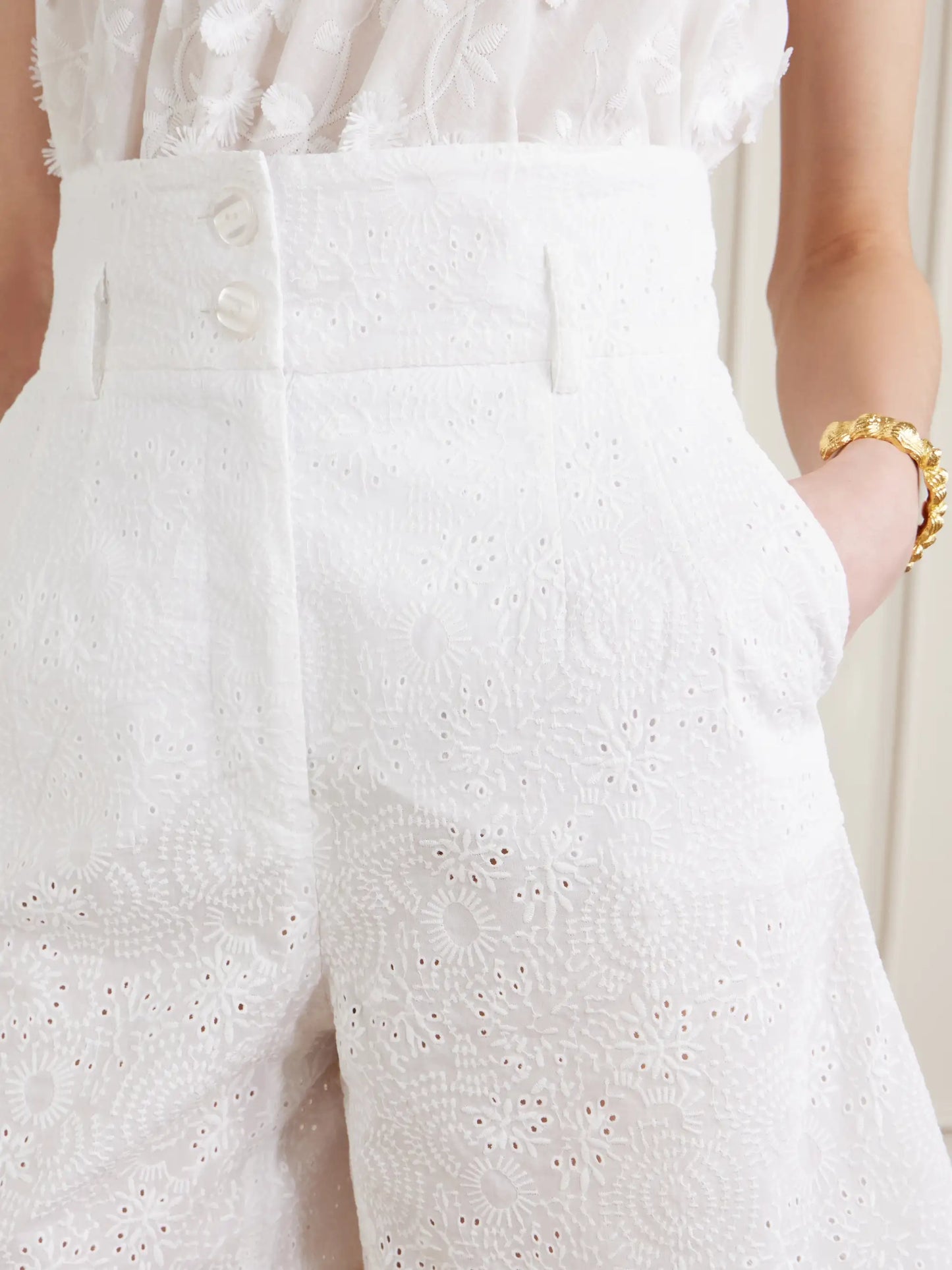 Rocchetta Scalloped Broderie Anglaise Cotton Shorts