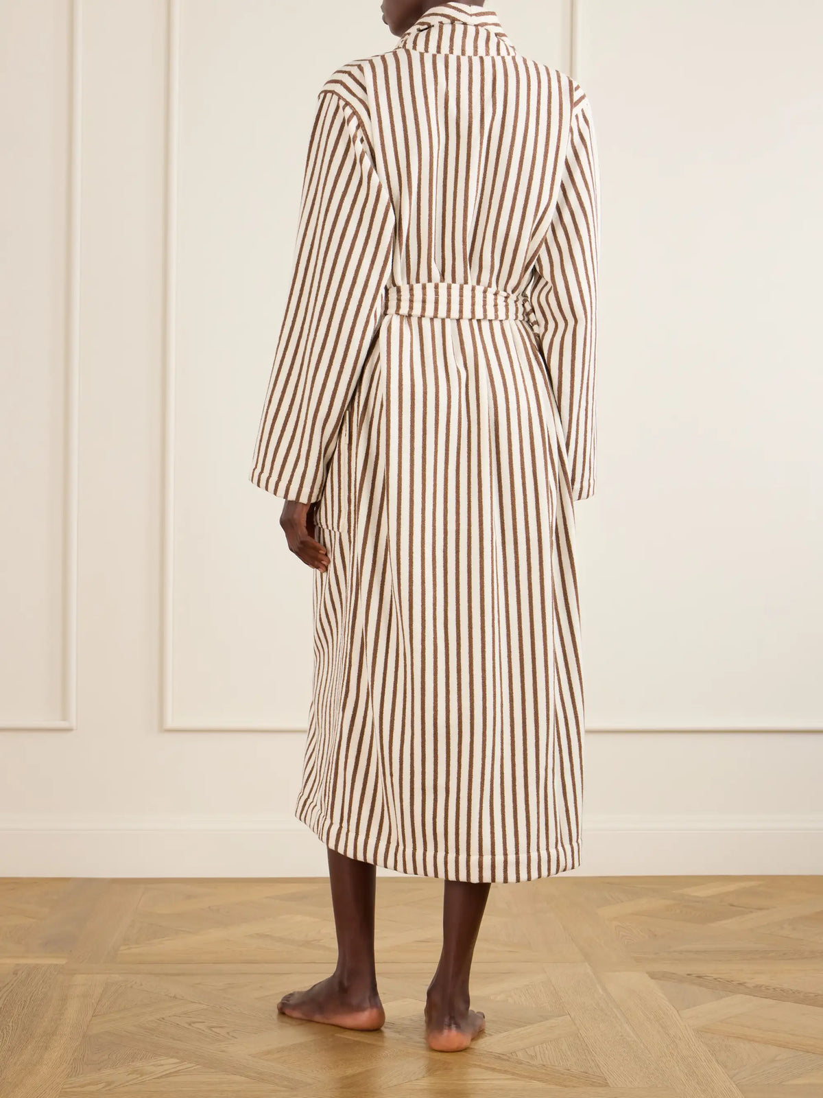 TEKLA Belted Striped Organic Cotton-terry Robe