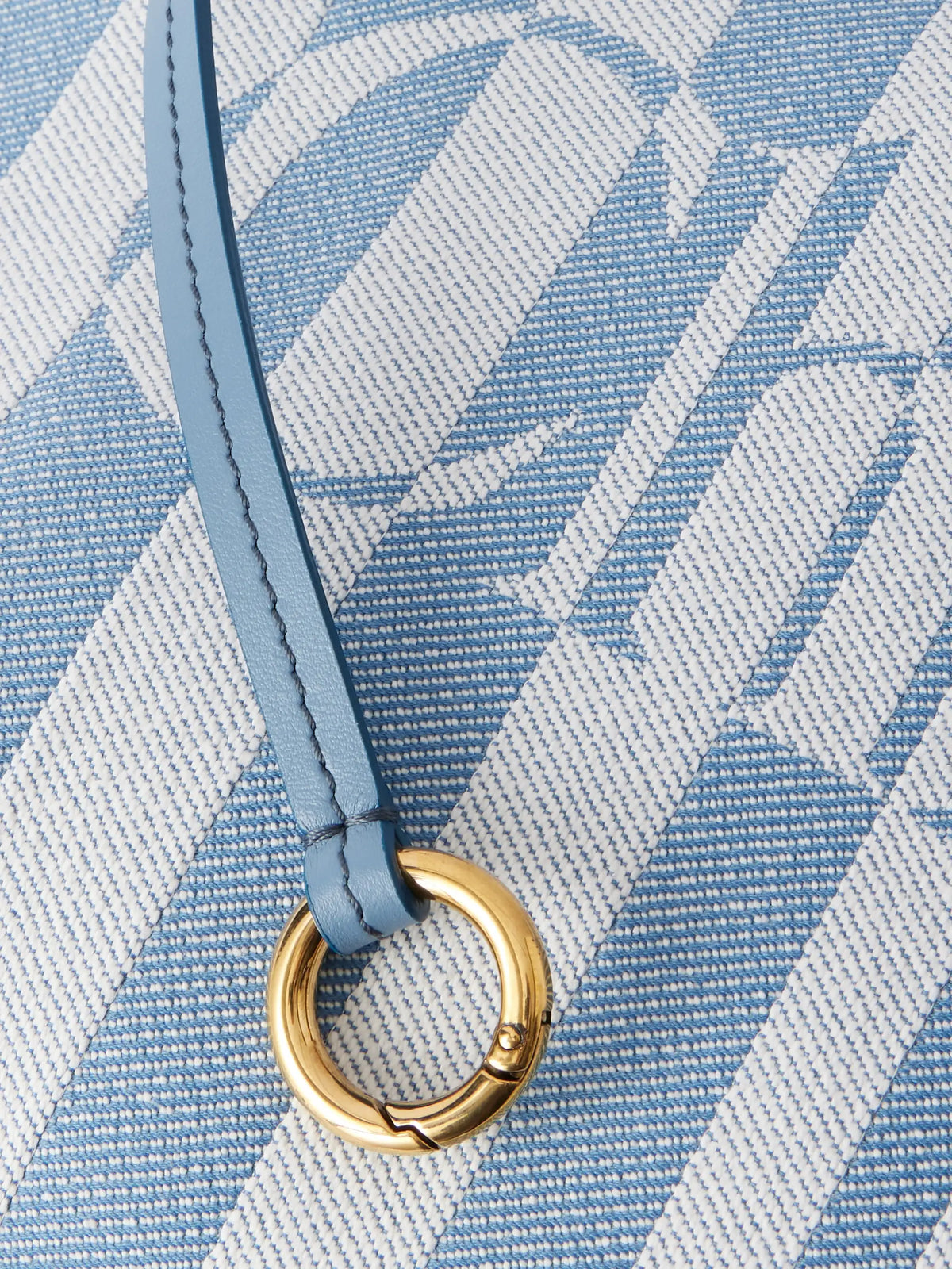 Striped Leather-trimmed Shoulder Bag