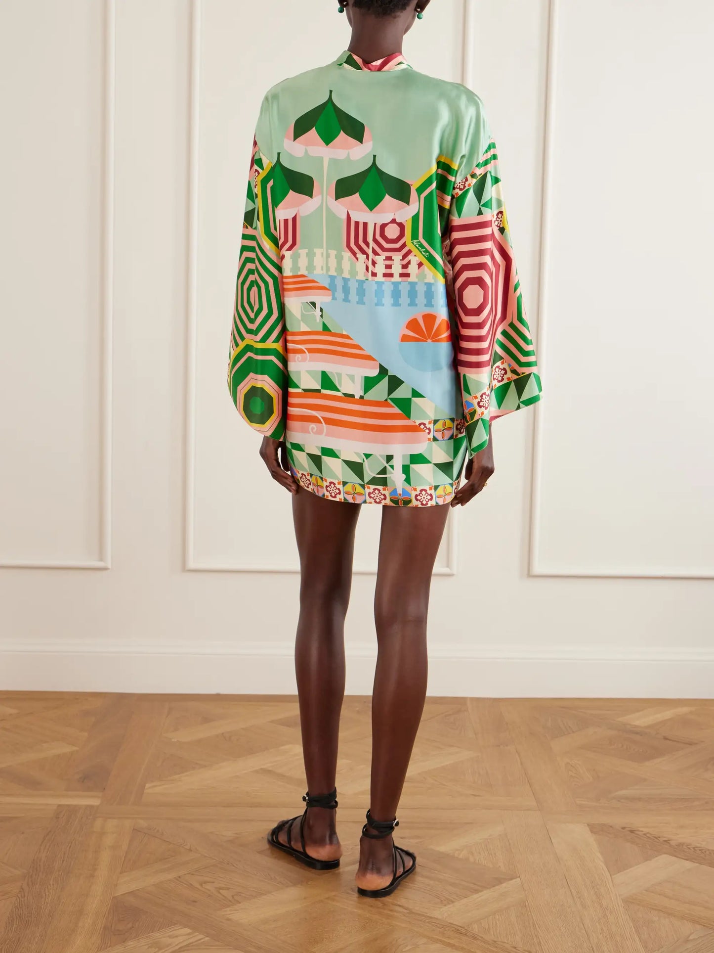 Maria Printed Silk-blend Satin Coverup