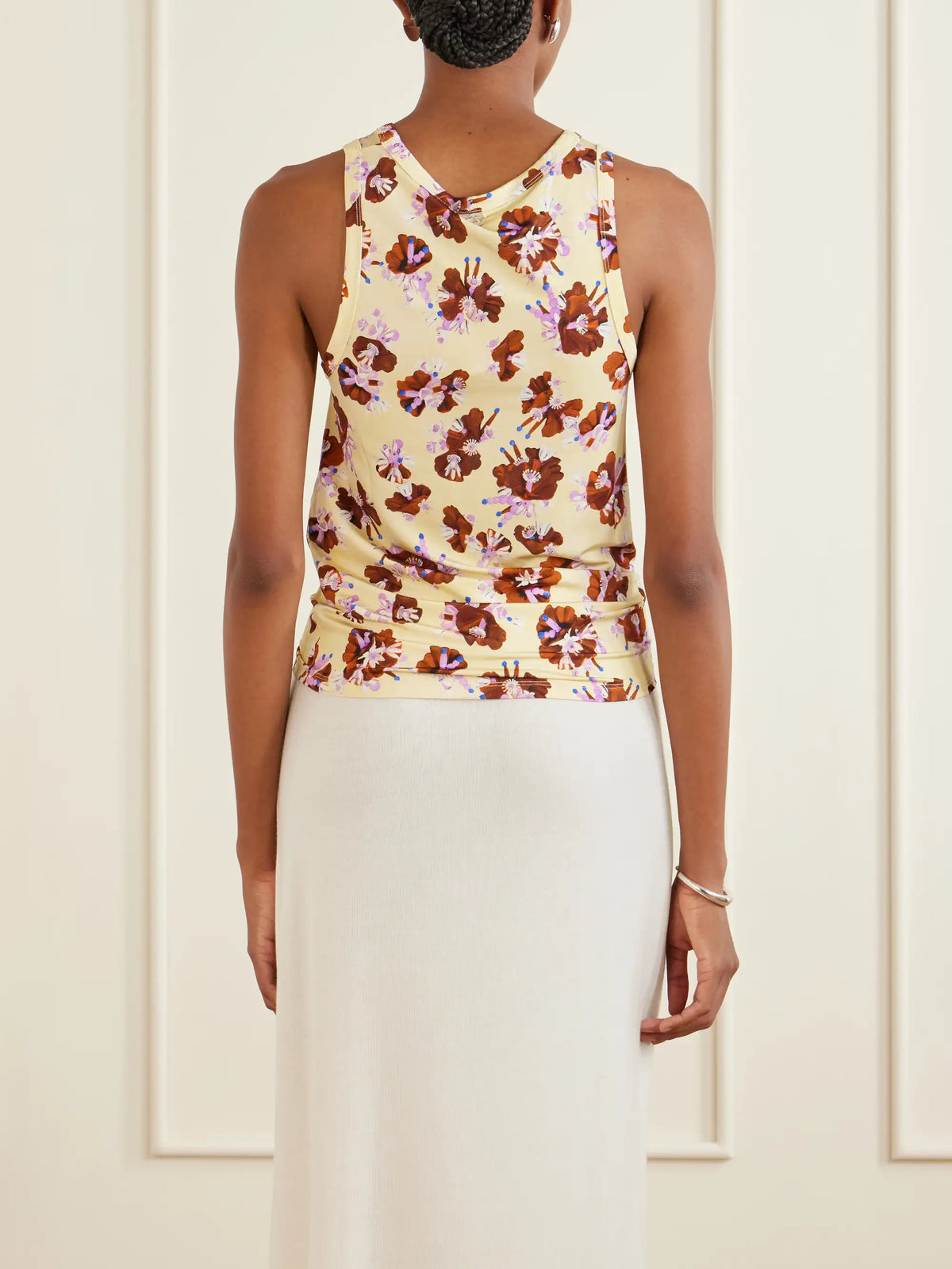 Gathered Floral-print Jersey Top