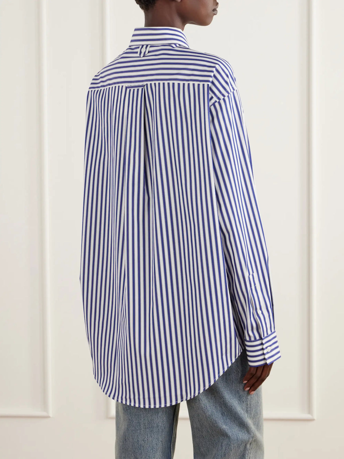 AMI PARIS Logo-embroidered Striped Cotton-poplin Shirt