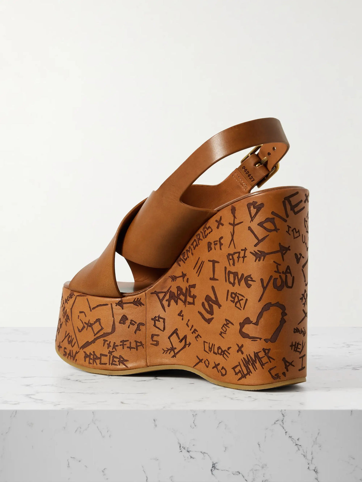 Maxime Leather Platform Wedge Sandals