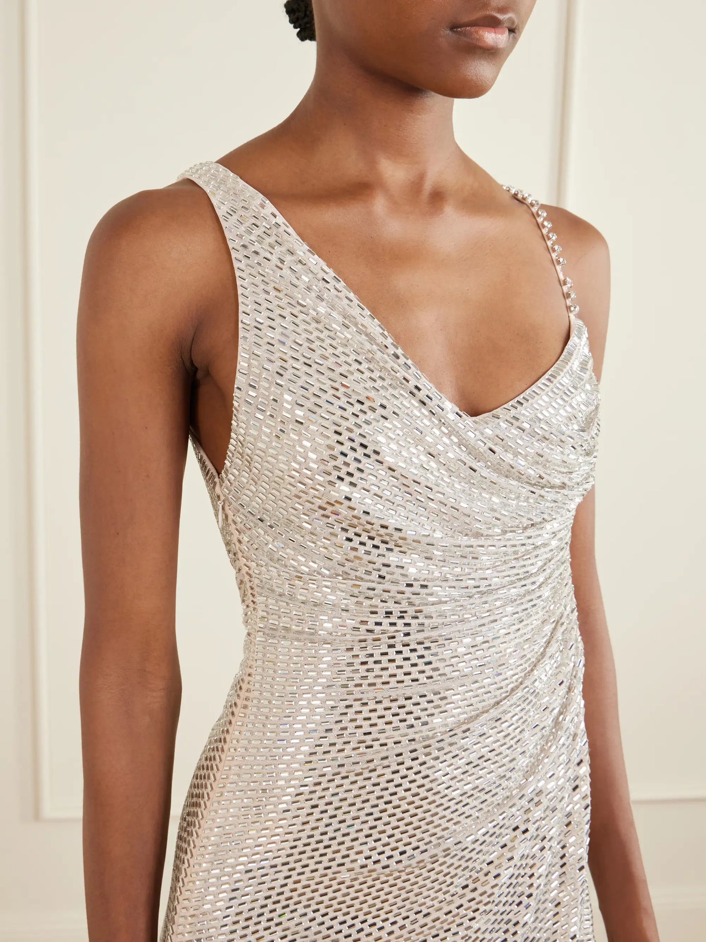 Embellished Draped Tulle Mini Dress