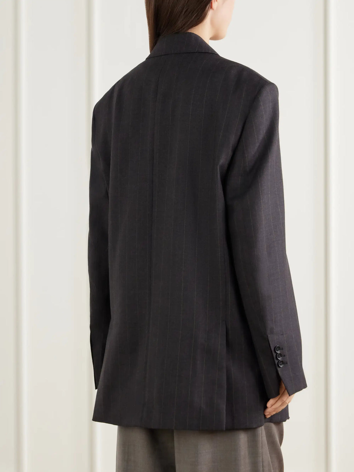 AMI PARIS Double-breasted Pinstriped Wool-blend Blazer
