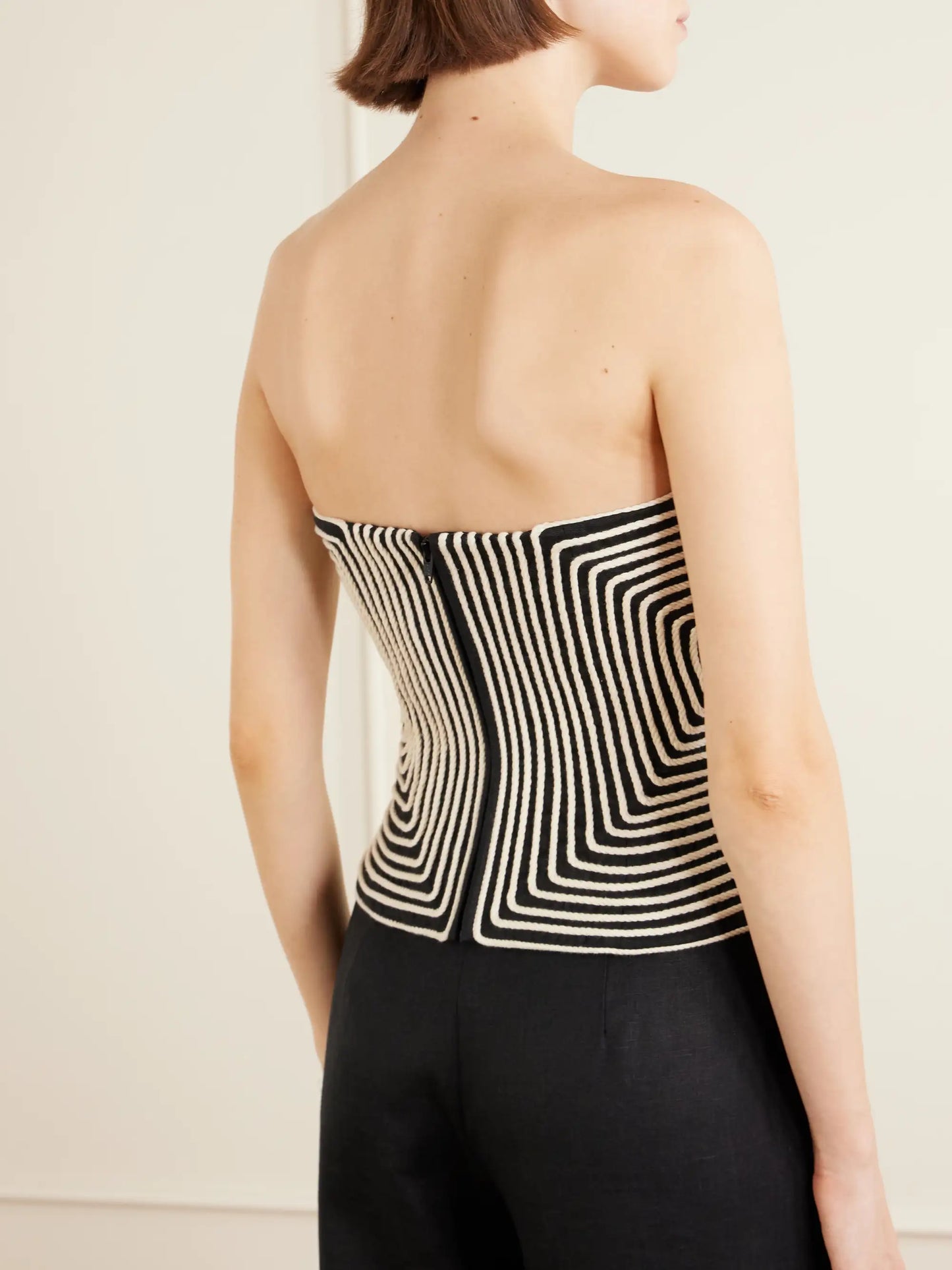 Nyota Alma Embroidered Linen-blend Bustier Top