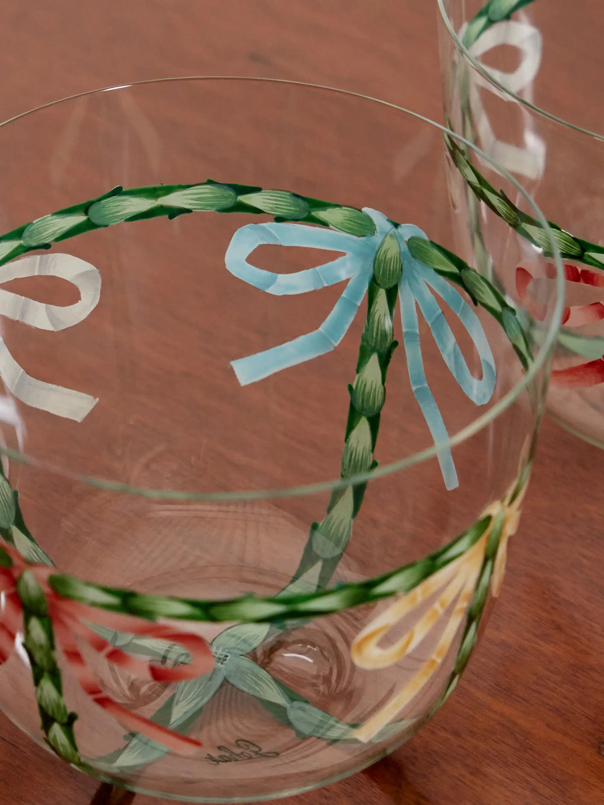 + Gohar World Alpha Bow Set Of Two Painted Crystal Glass Tumblers