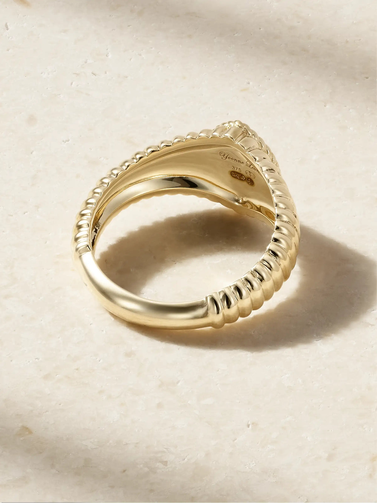 Baby Chevalière Marquise Berlingot 9-karat Gold Diamond Signet Ring