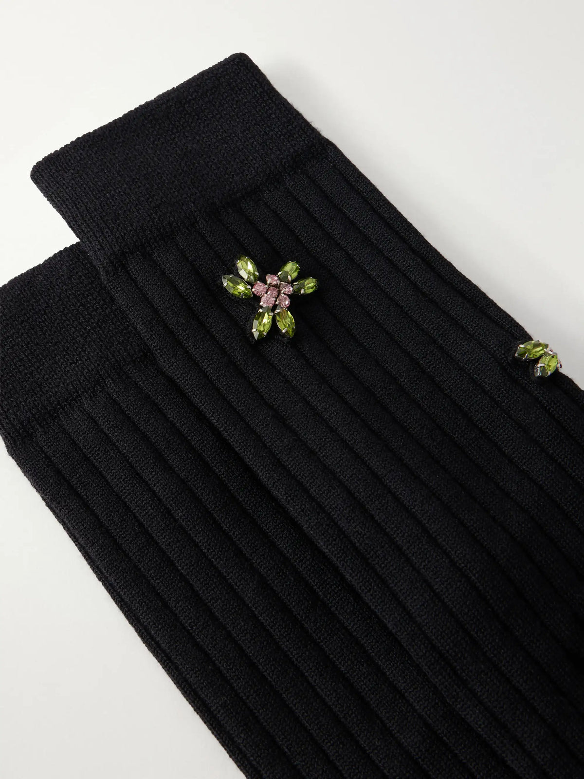 Simone Rocha Embellished Ribbed Merino Wool-blend Socks