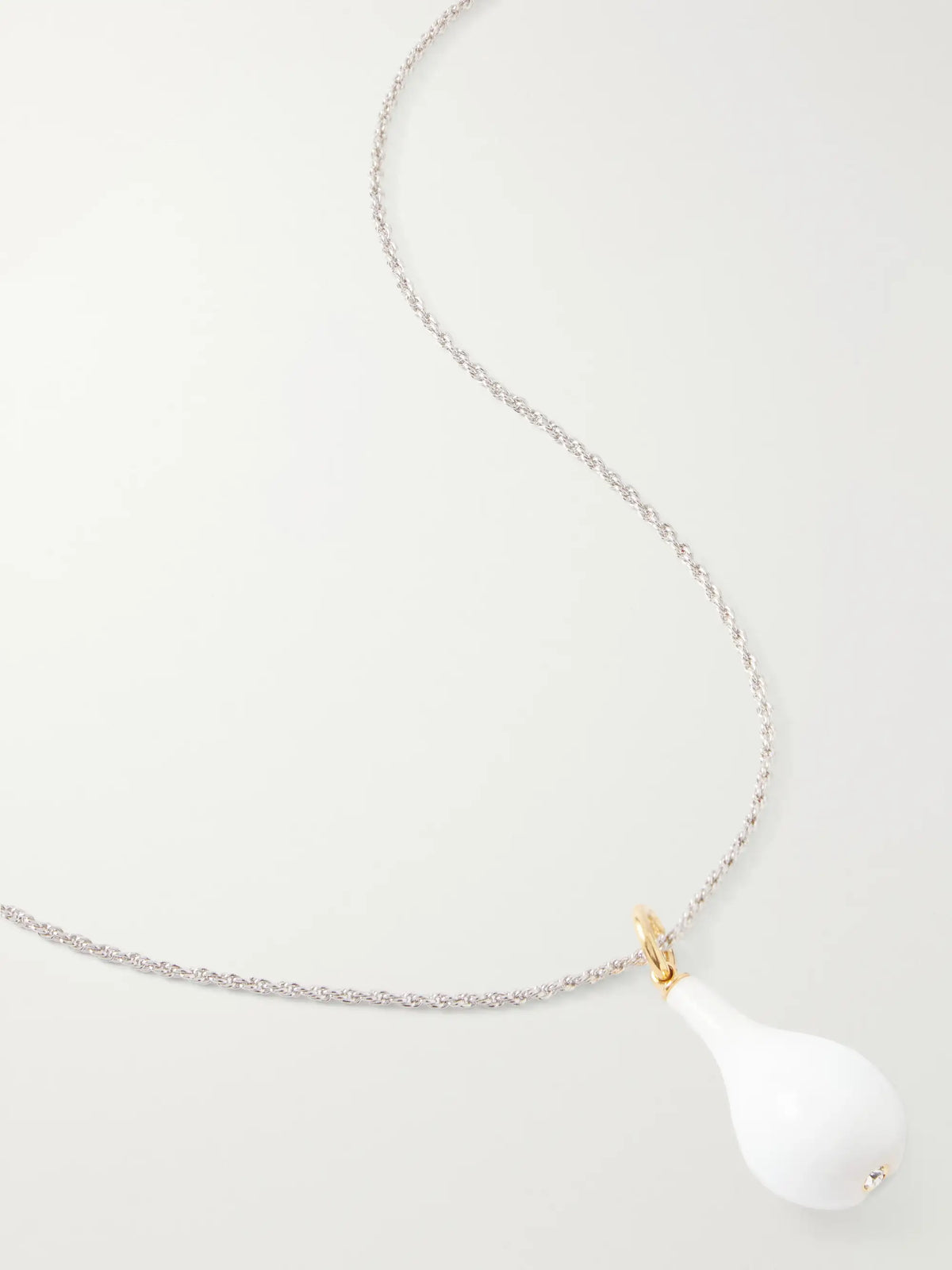 Drop Crystal-embellished Silver Necklace
