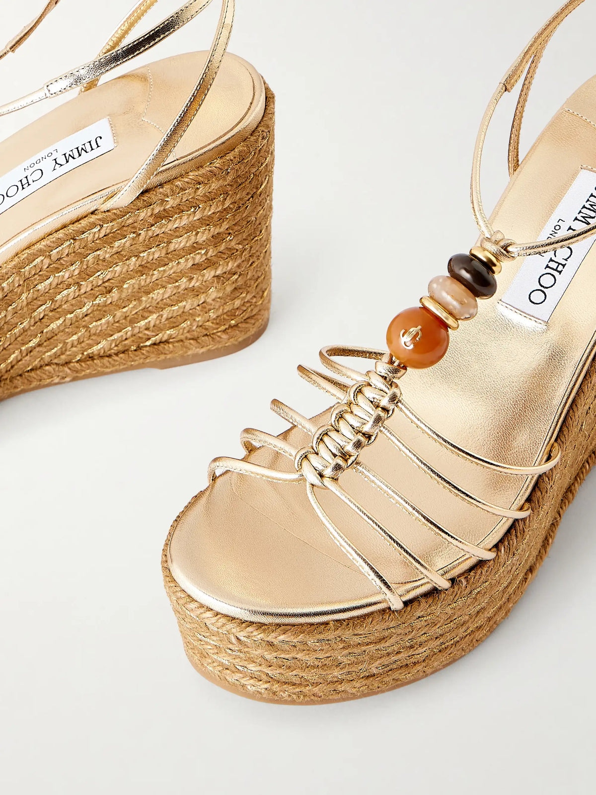 Lemi 100 Embellished Metallic-leather Platform Wedge Sandals