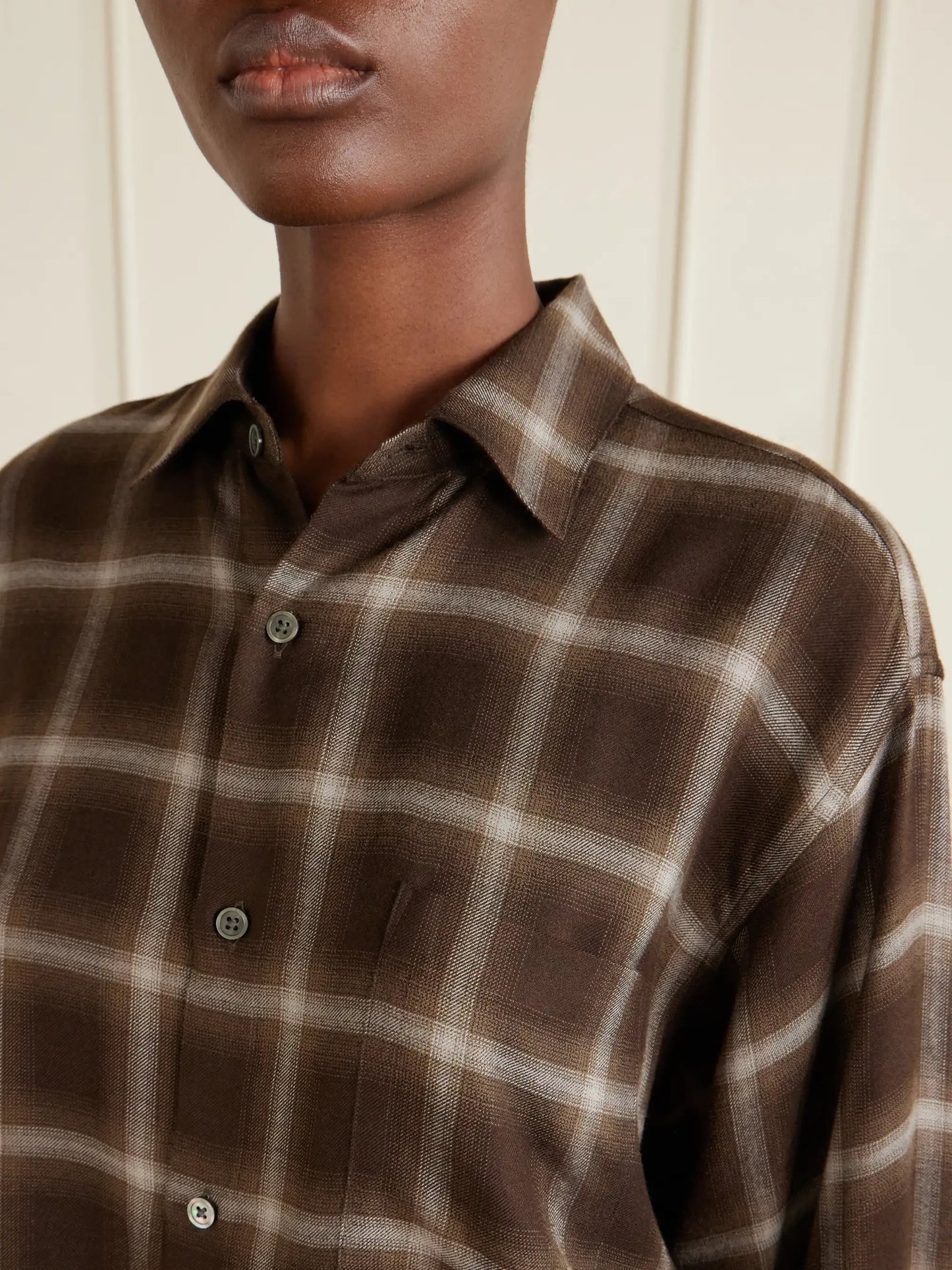 Checked Lyocell-blend Gauze Shirt