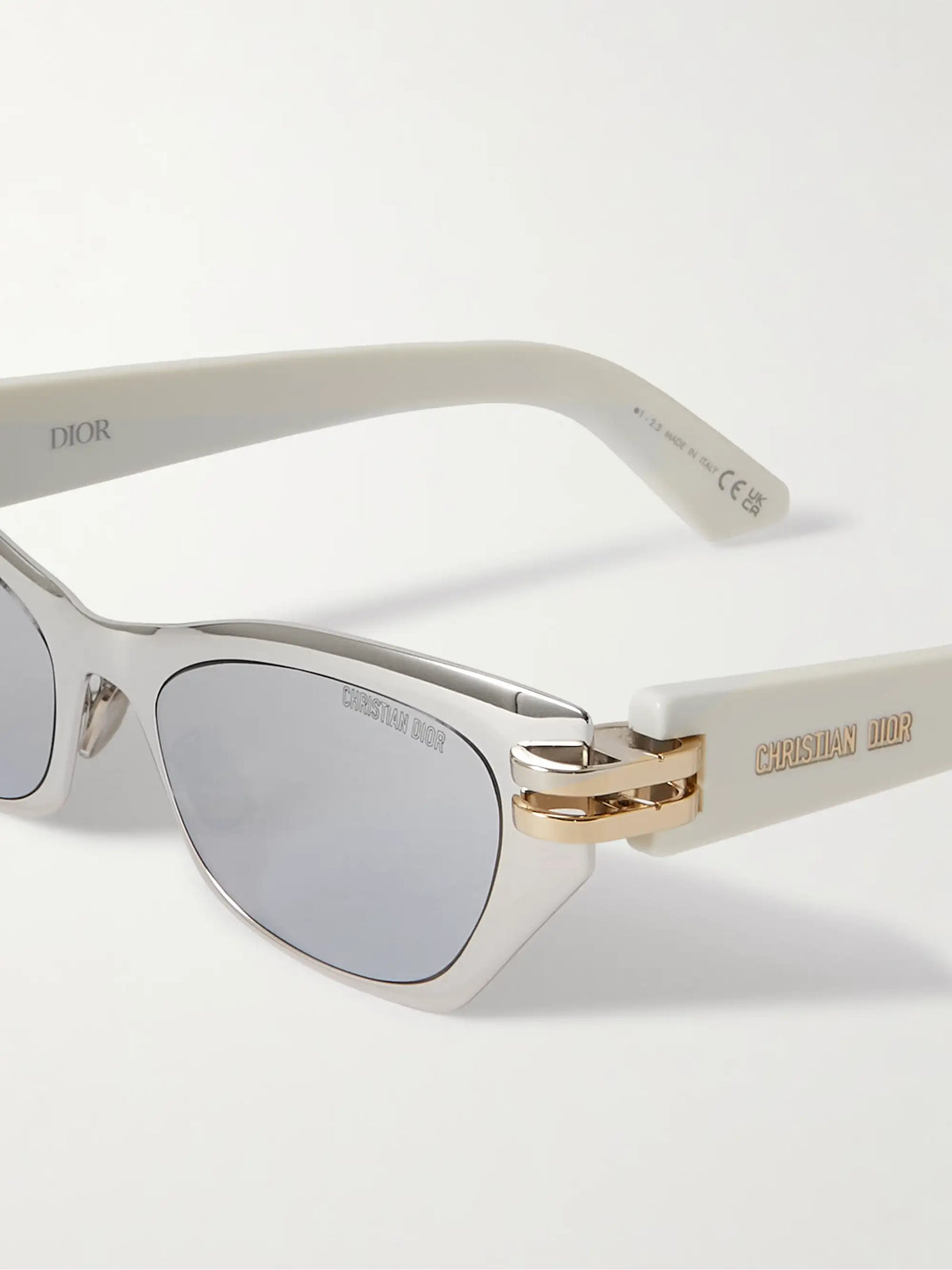 Cdior B3u Cat-eye Silver-tone And Acetate Sunglasses