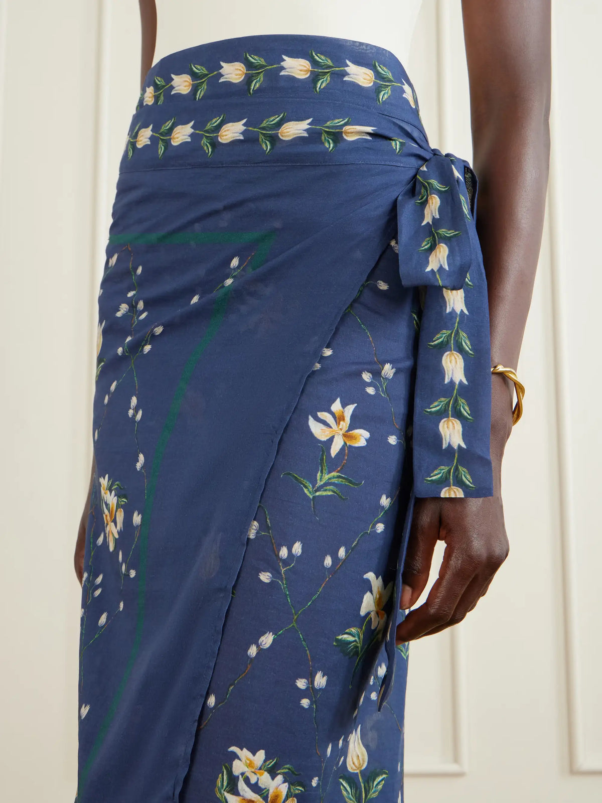 Floral Print Wrap Cotton And Silk-blend Coverup