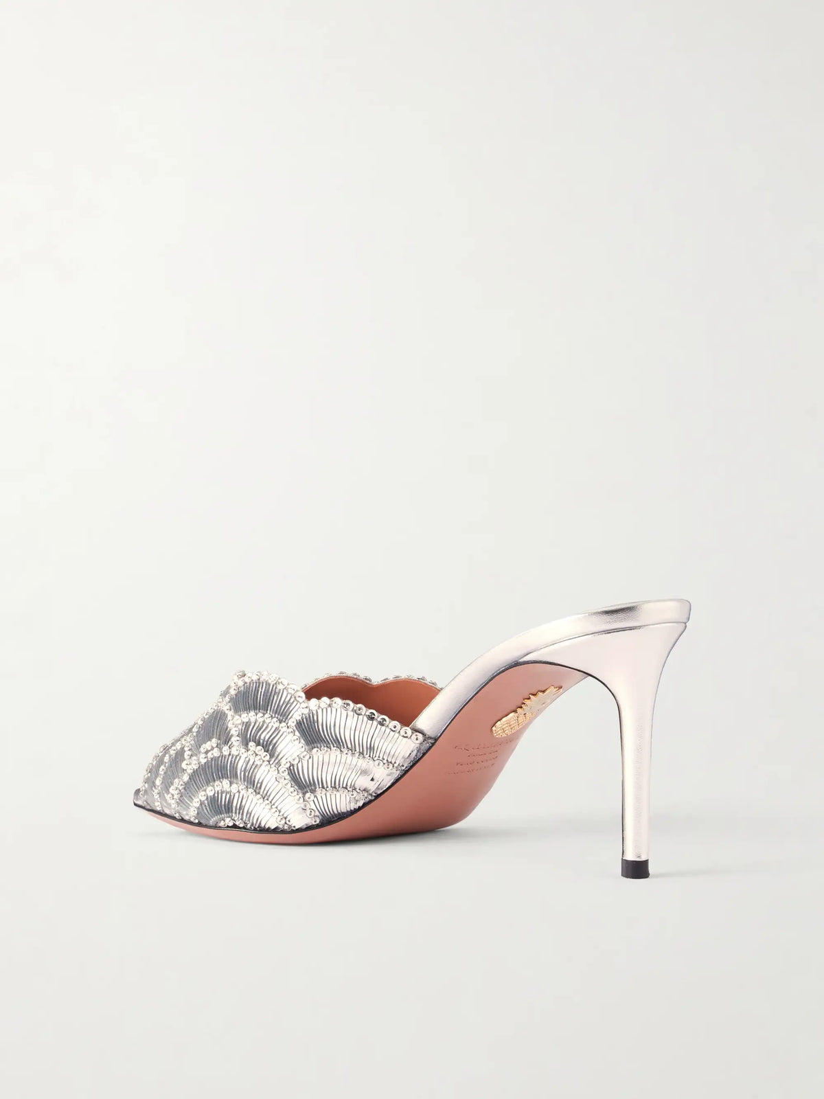 Ce Soir 75 Embellished Metallic Leather Mule