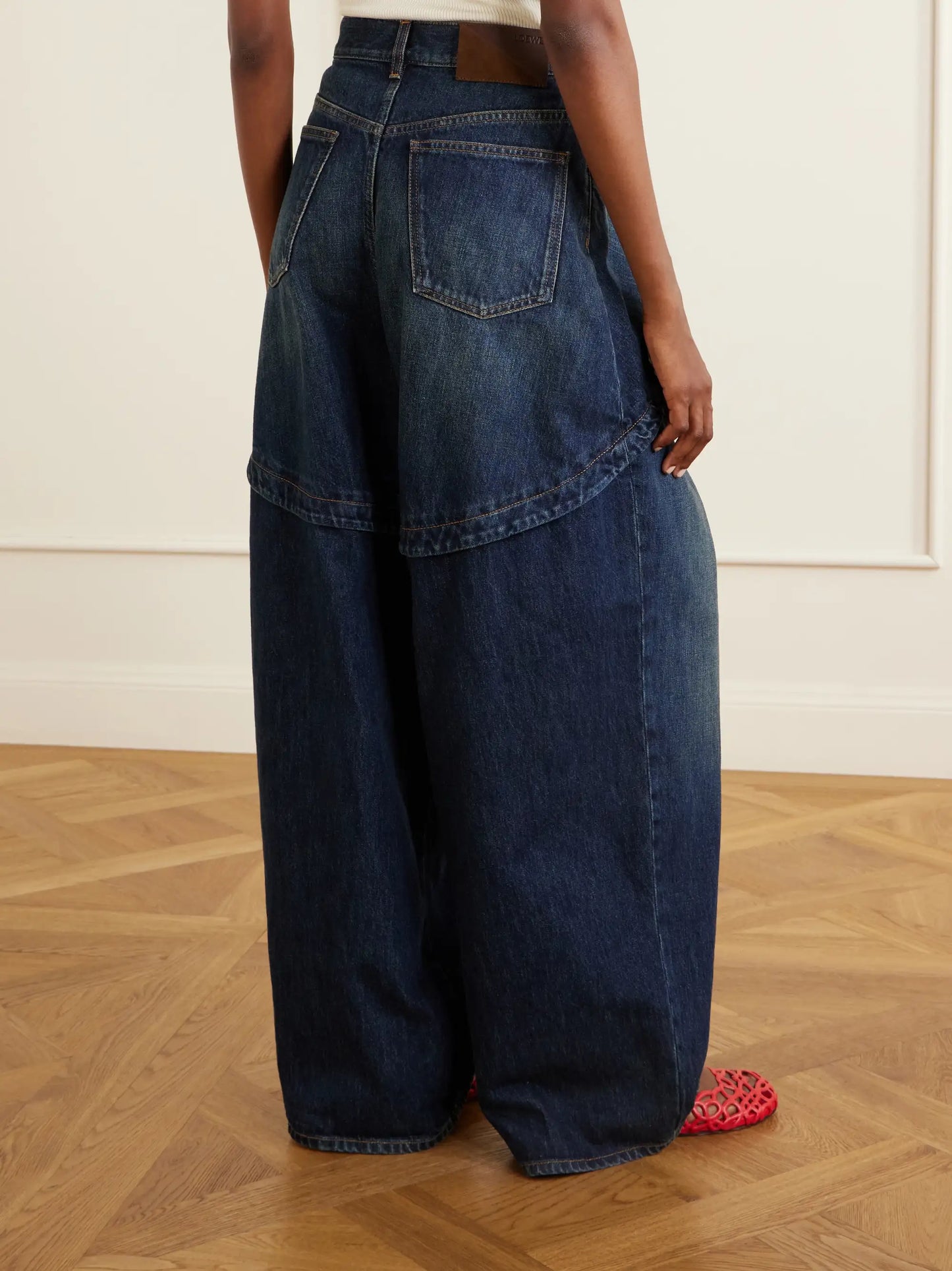 Layered Mid-rise Wide-leg Jeans