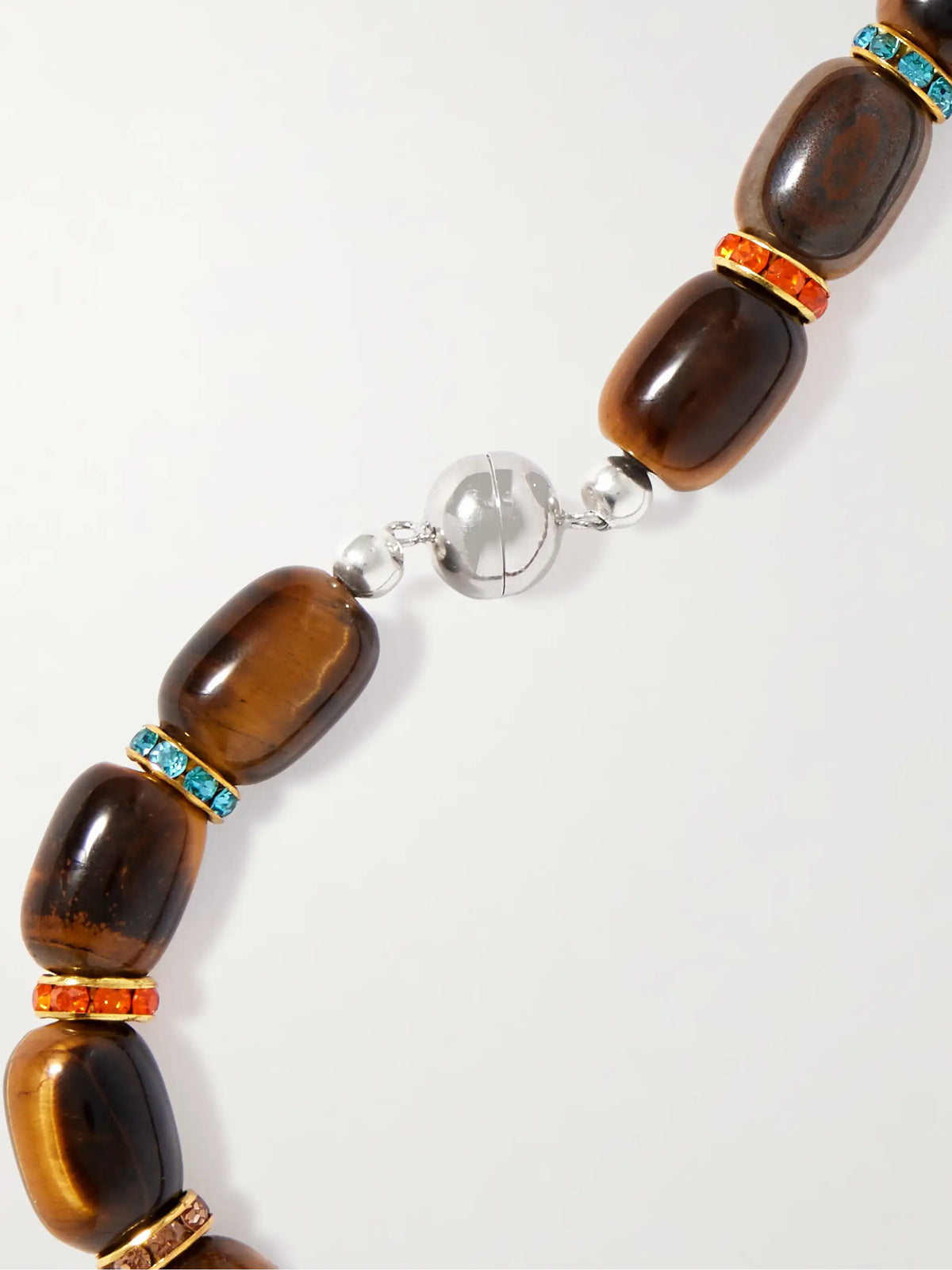 Donna Gold-tone Tiger's Eye And Crystal Necklace