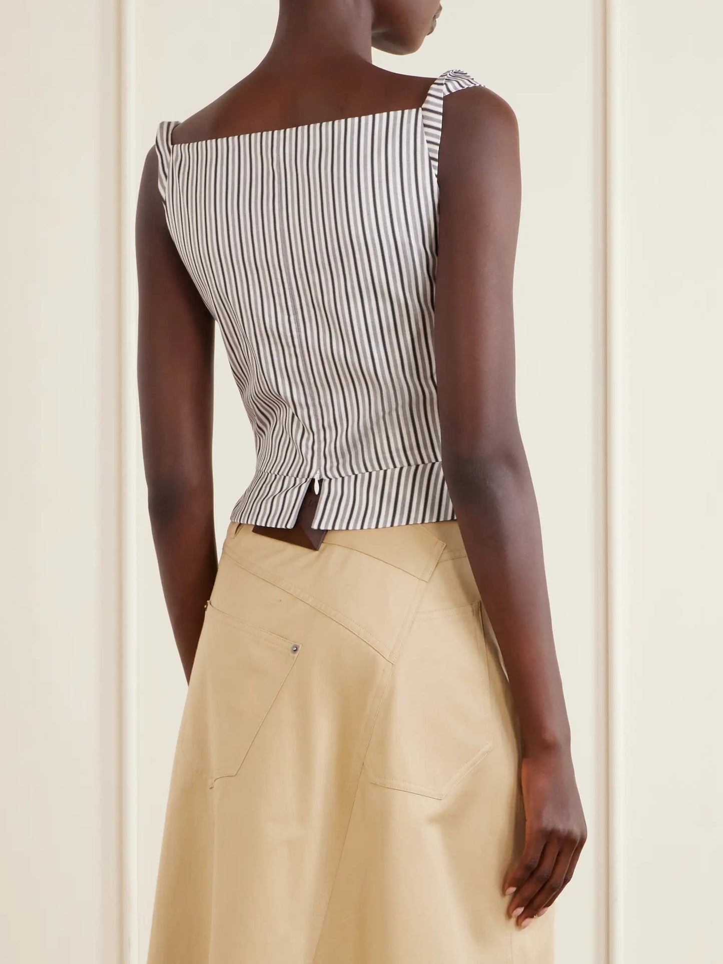 Sunday Asymmetric Striped Cotton-poplin Blouse